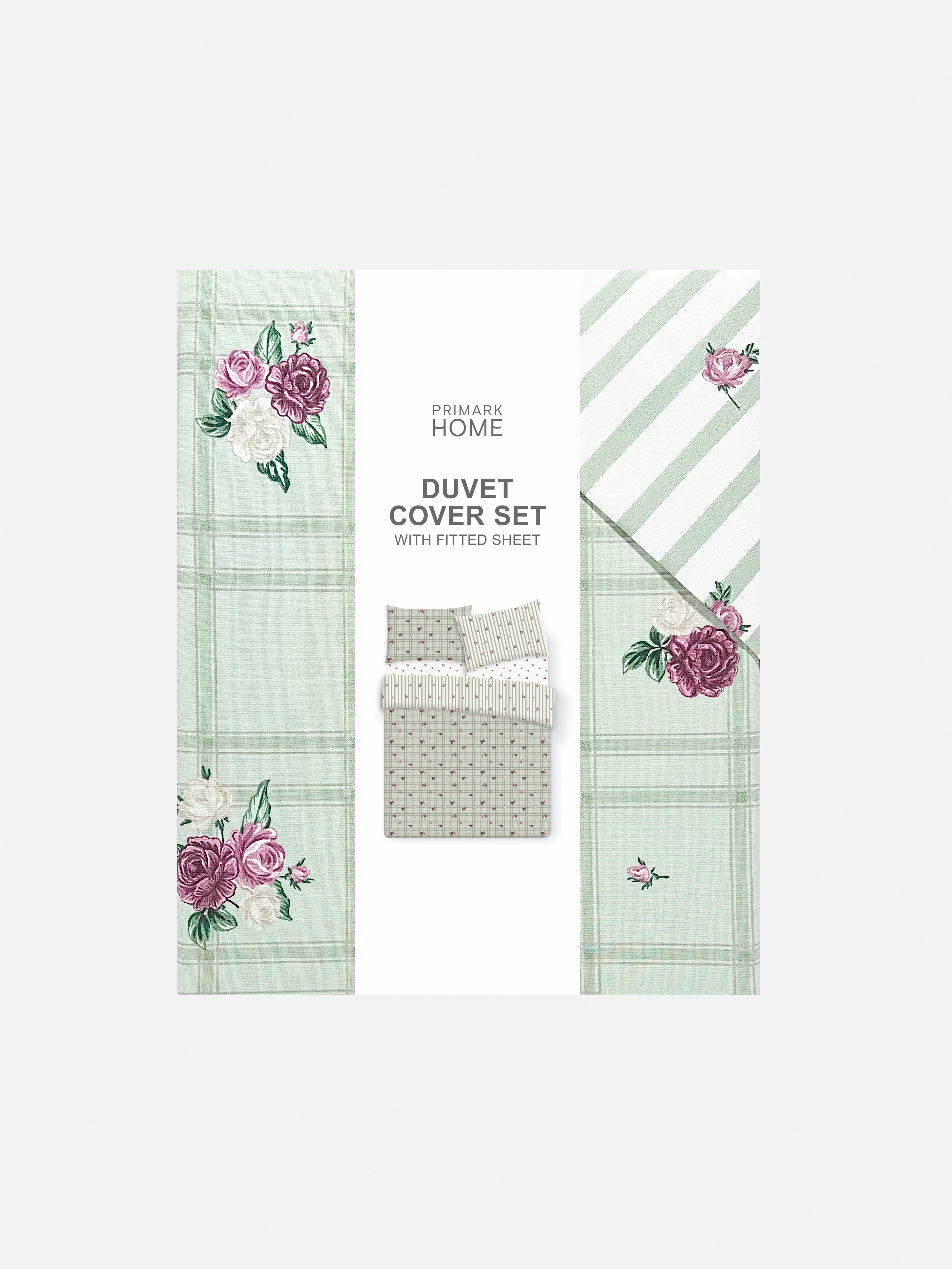 Conjunto roupa cama xadrez padrão floral