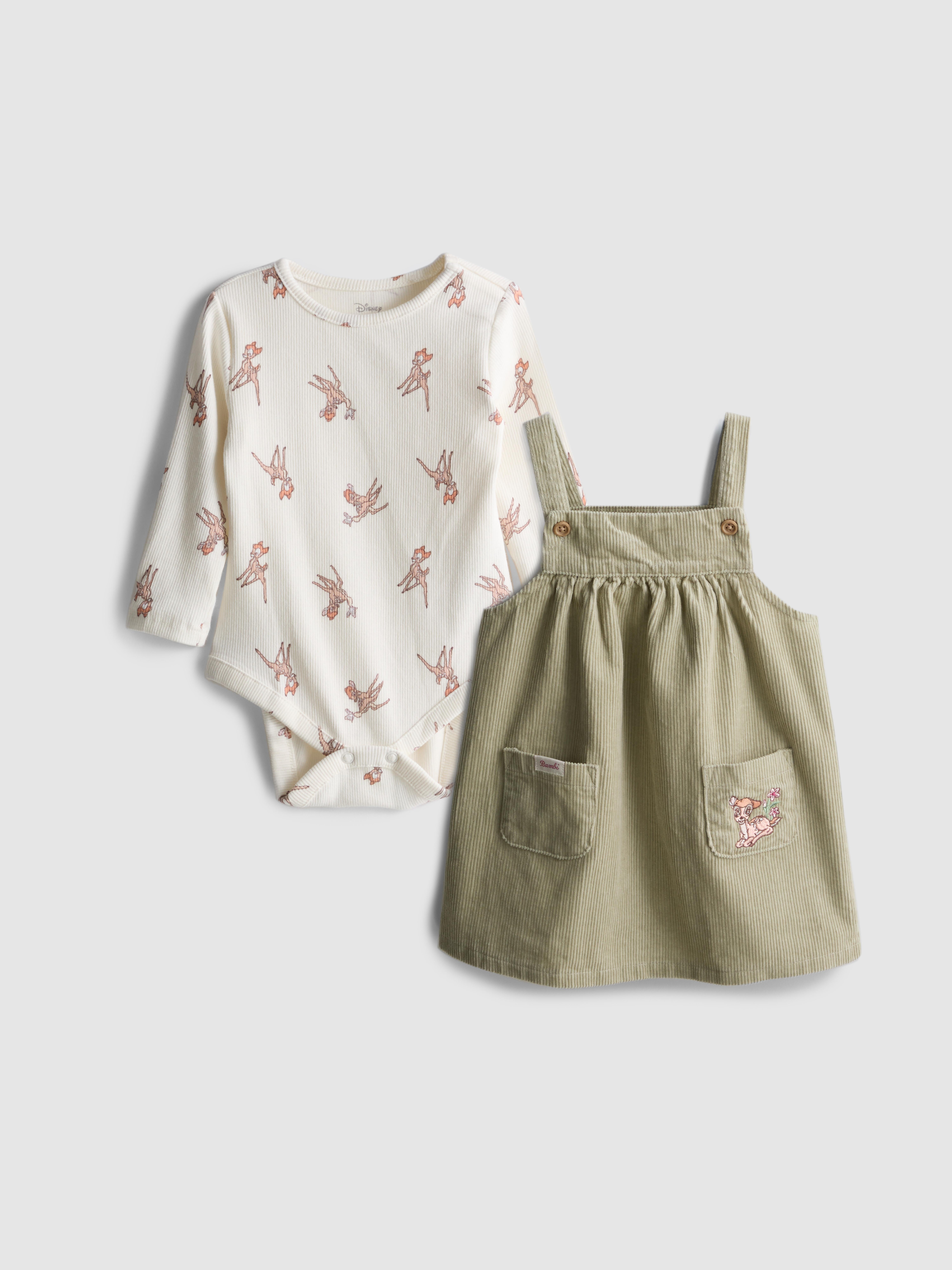 0-18mths | Disney's Bambi Onesie and Overall Dress Newborn Set