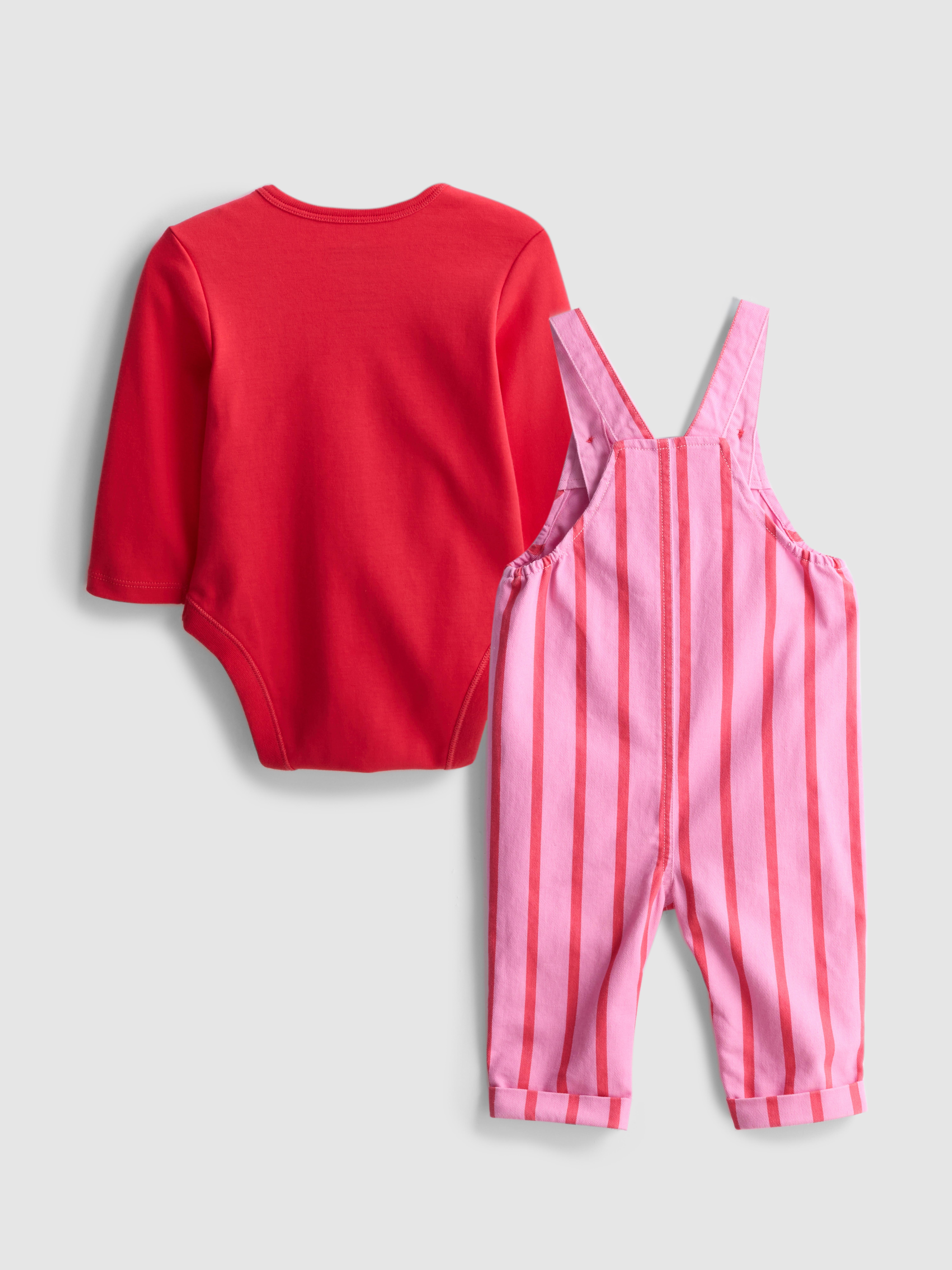 0-18mths | Sesame Street Elmo Cotton Rich Overalls and Bodysuit Set