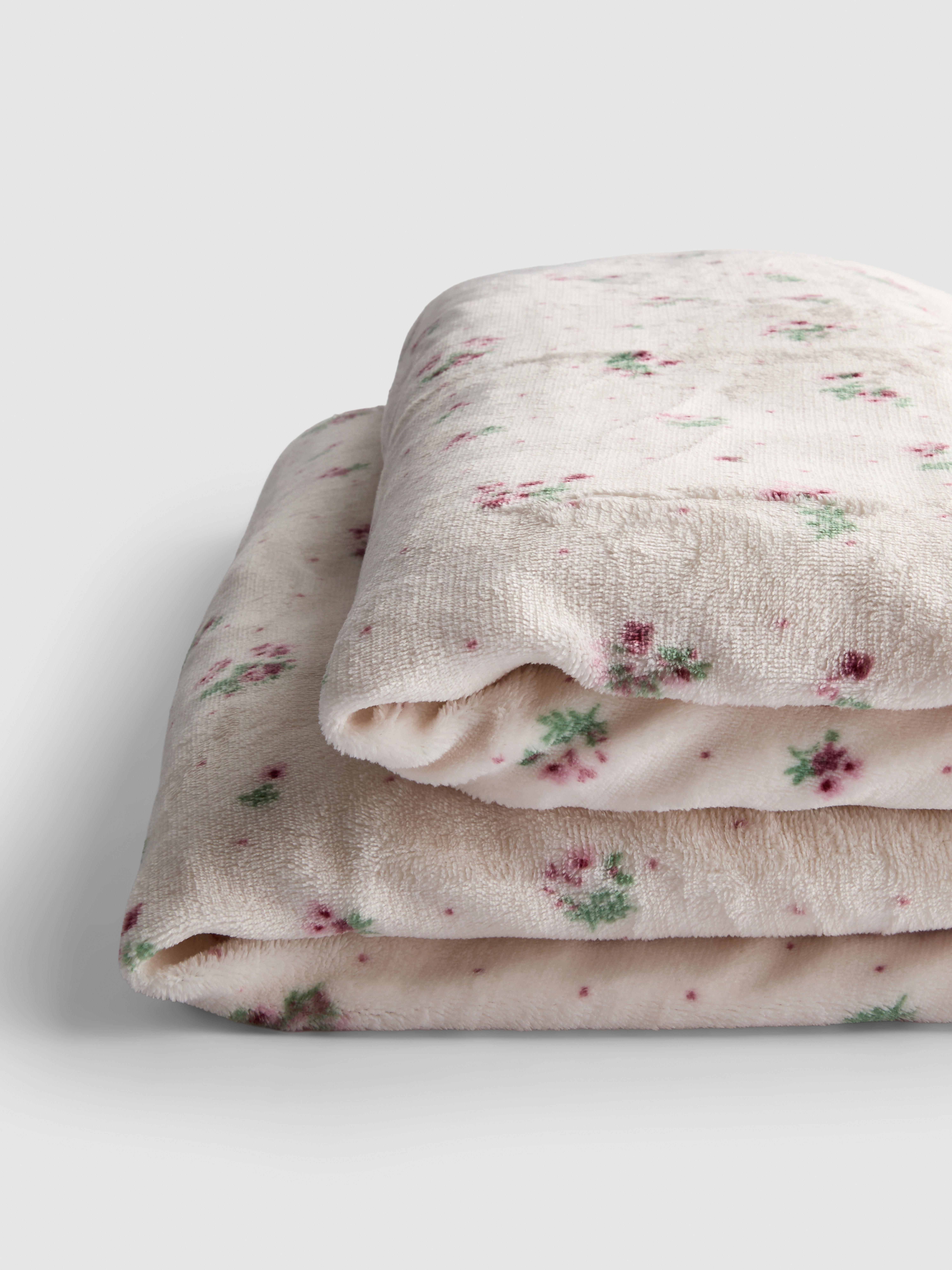 Manta polar con estampado de flores