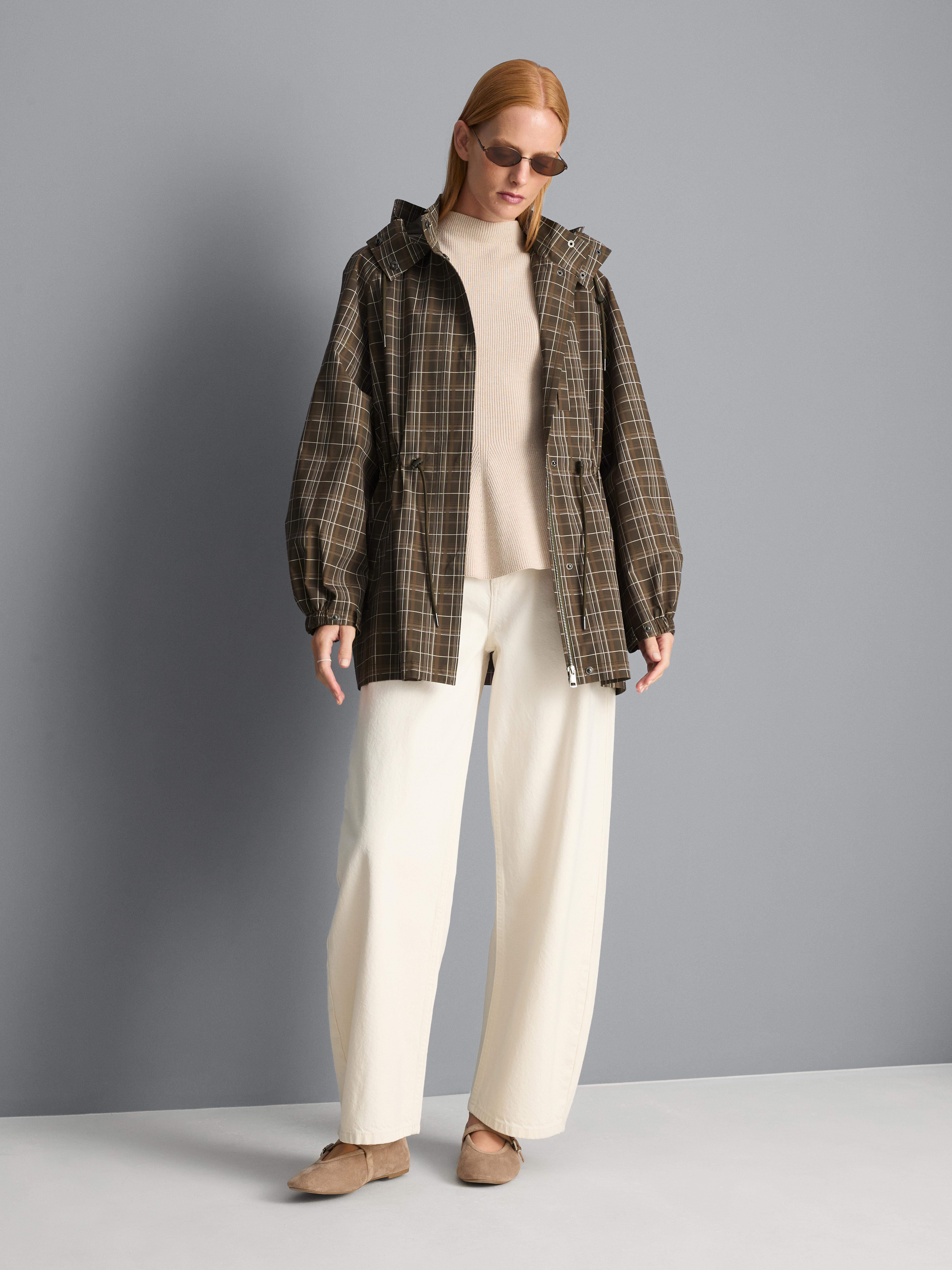 Check Hooded Raincoat