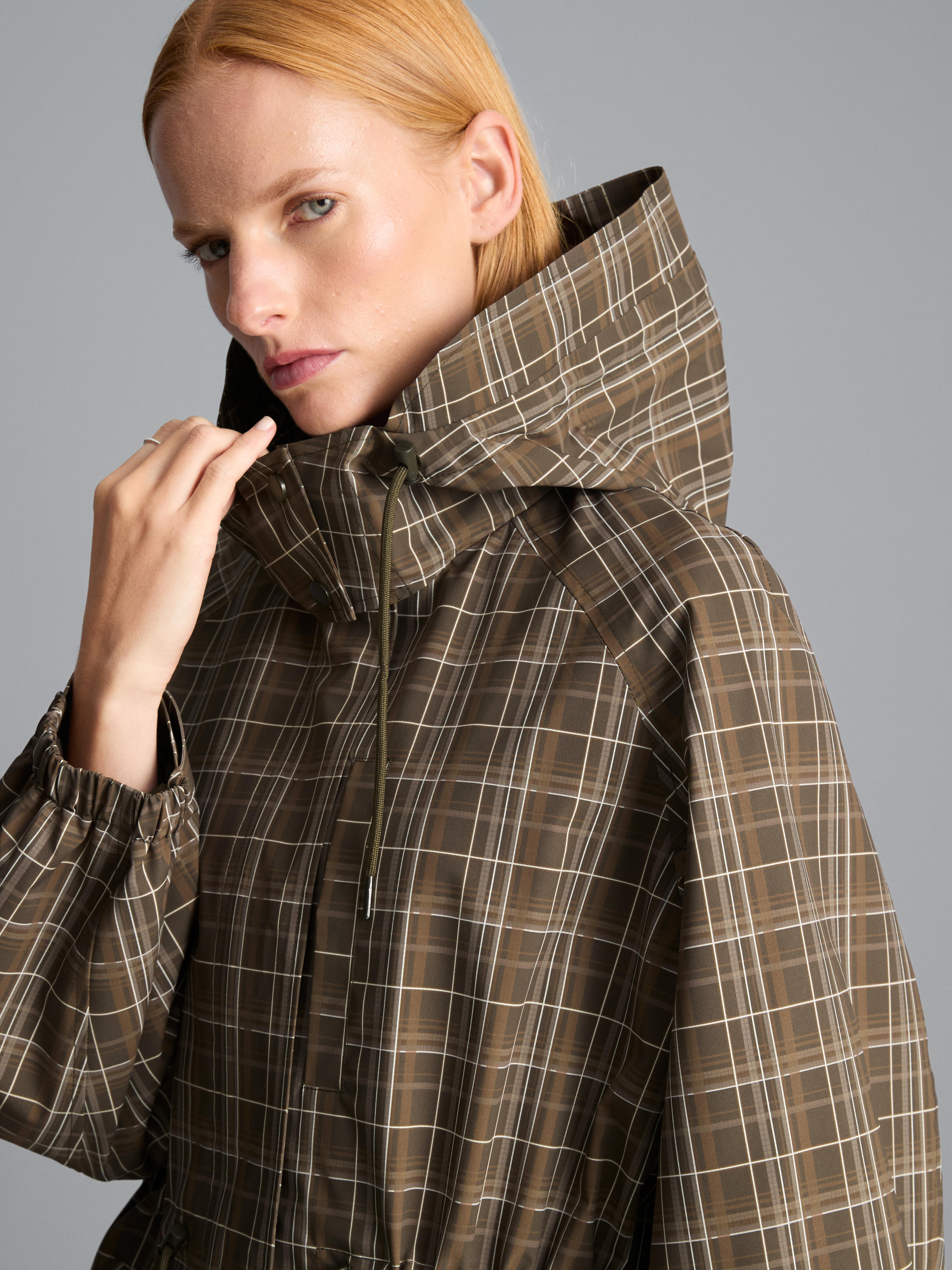 Check Hooded Raincoat