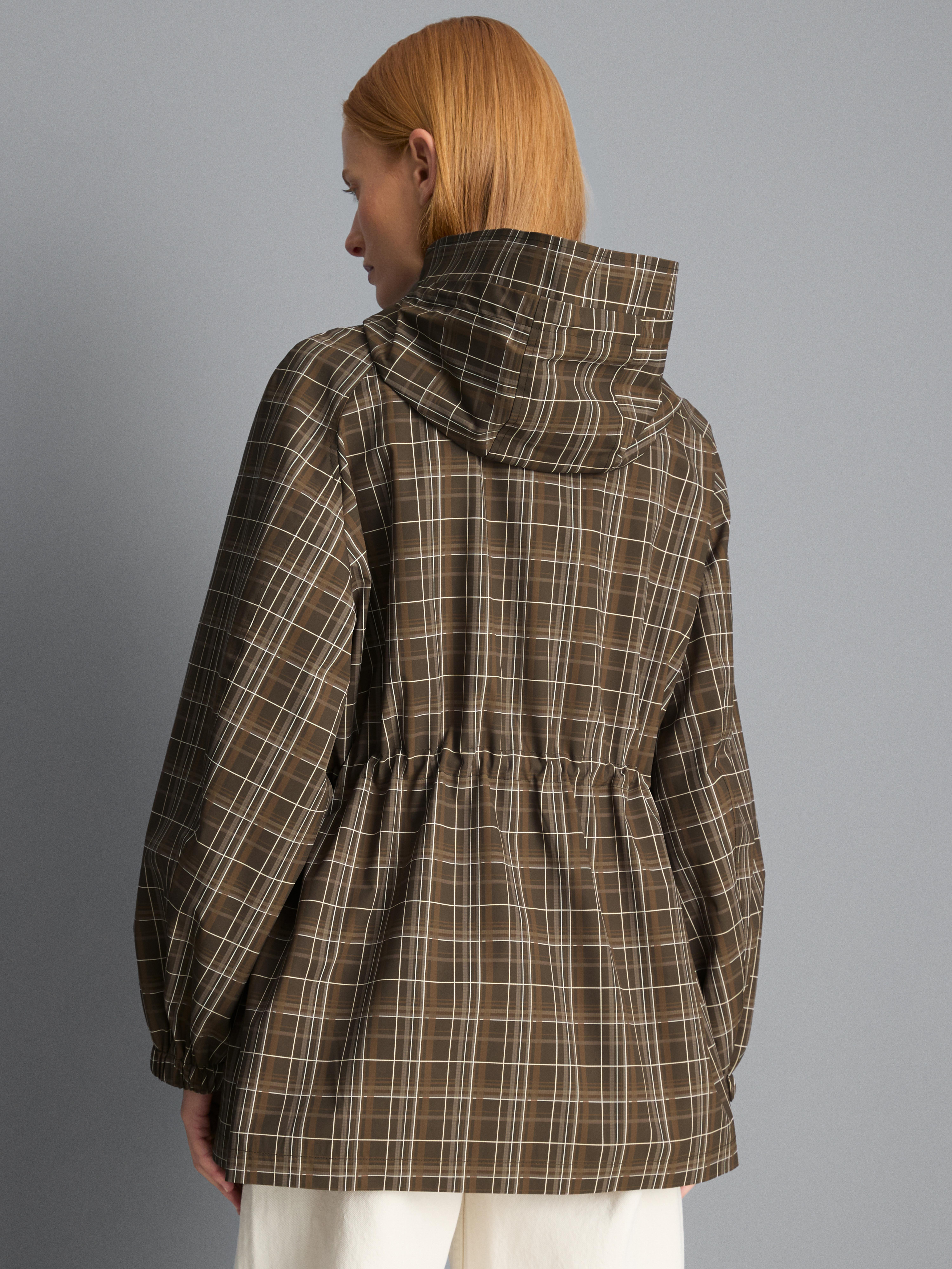 Check Hooded Raincoat