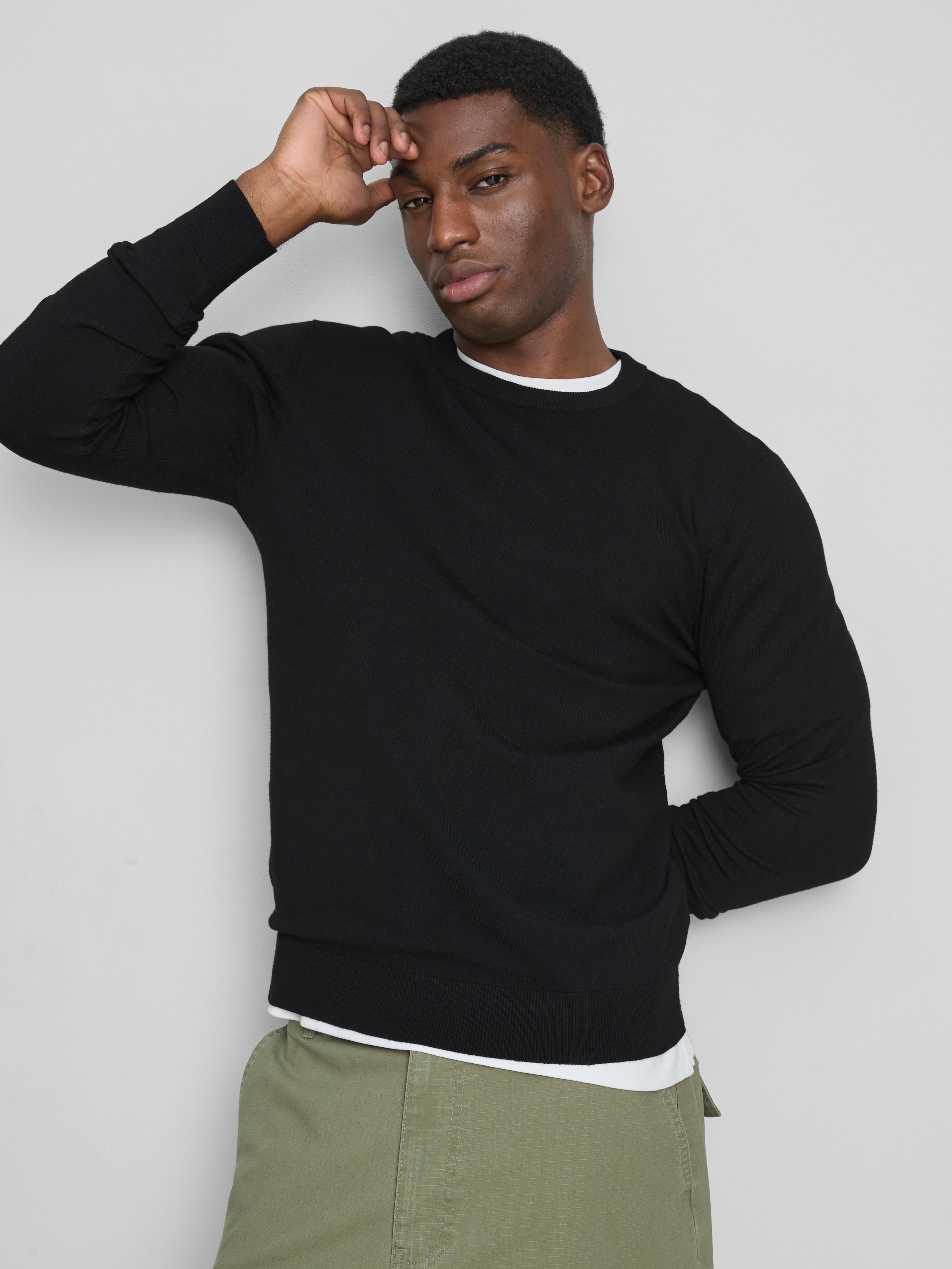 Men's Black Crew Neck Sweater | Primark