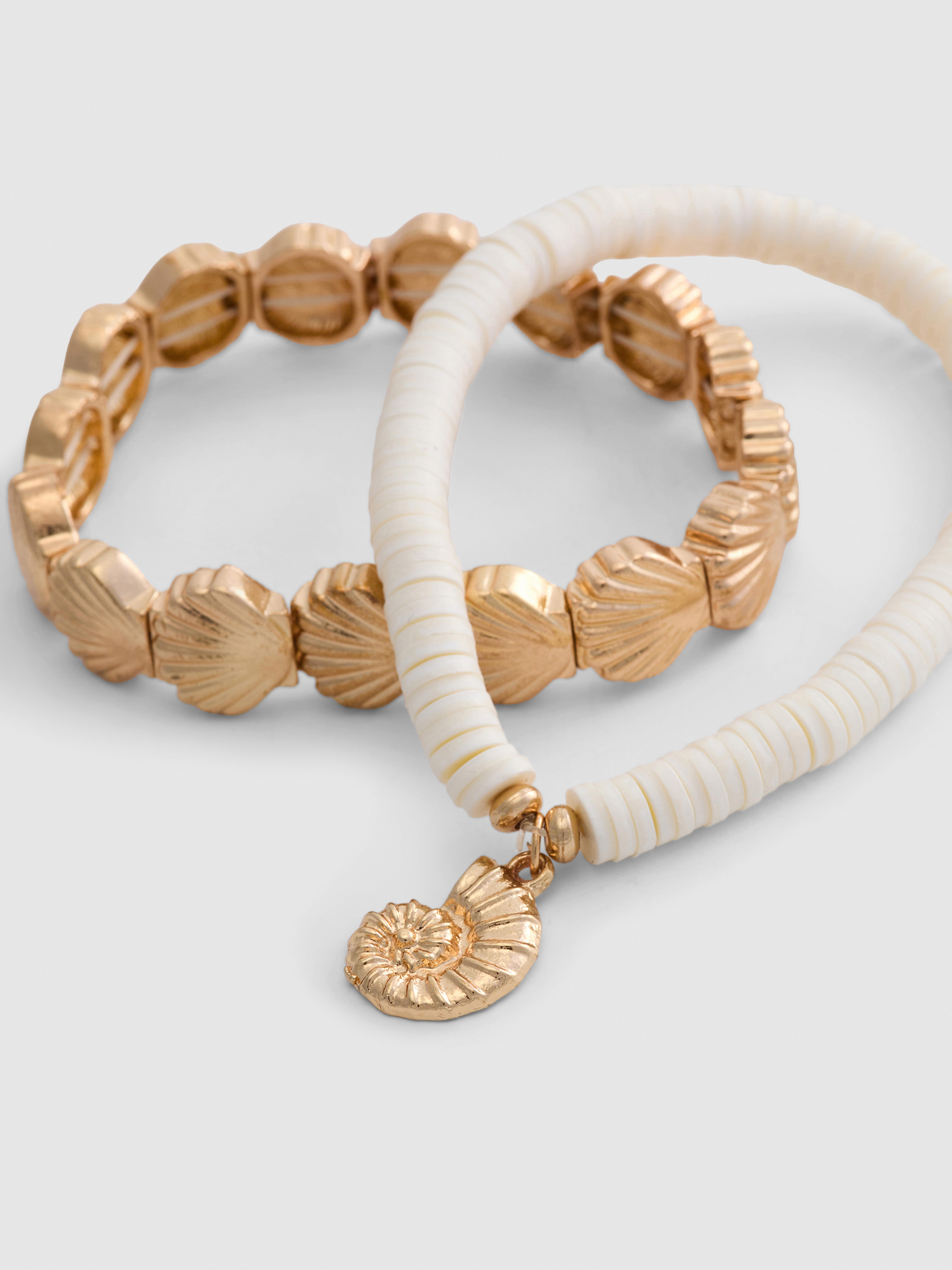 2pk Shell Charm Bracelets