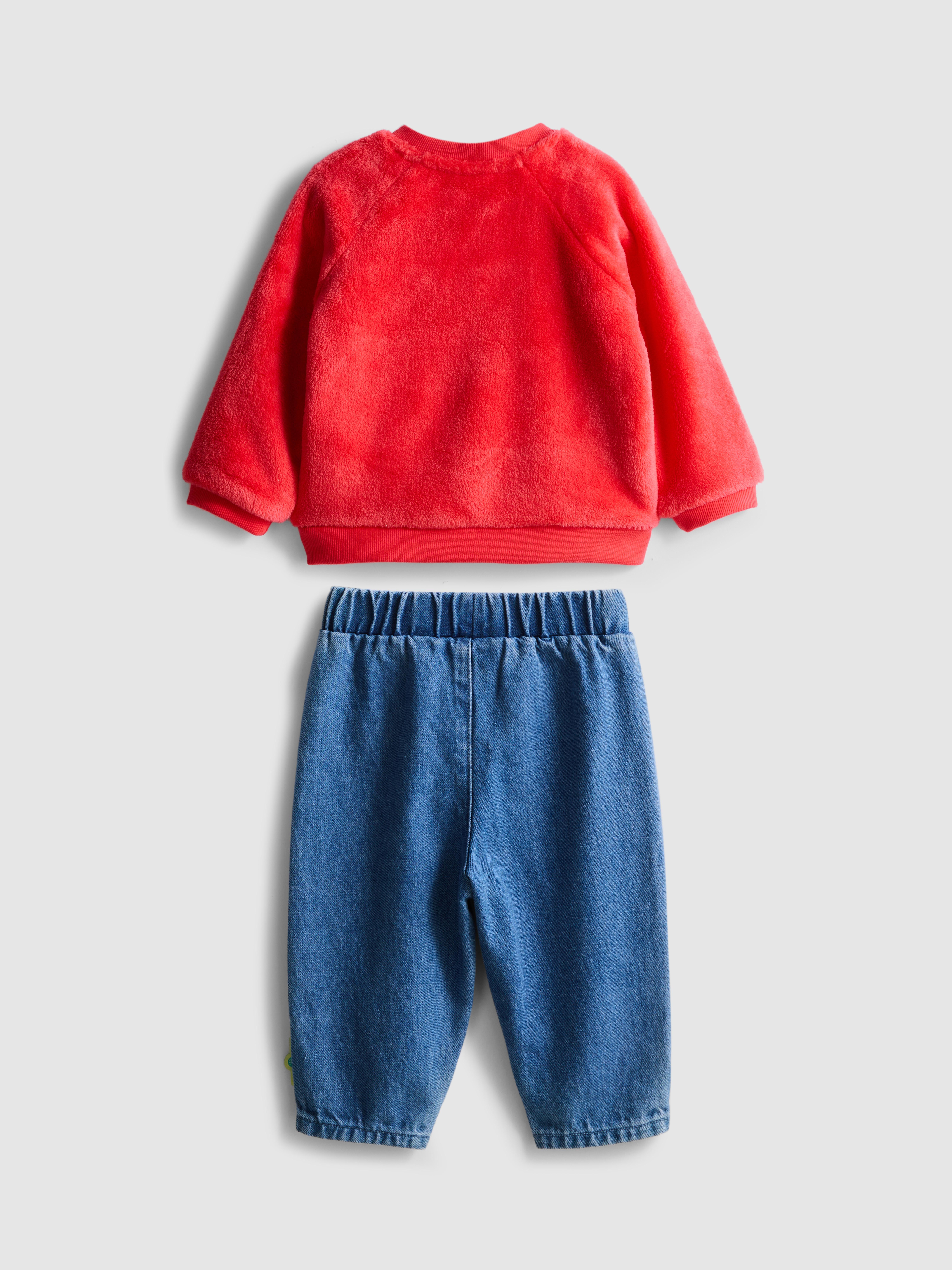 0-18mths | Sesame Street Elmo Fleece Sweatshirt and Jeans Newborn Set