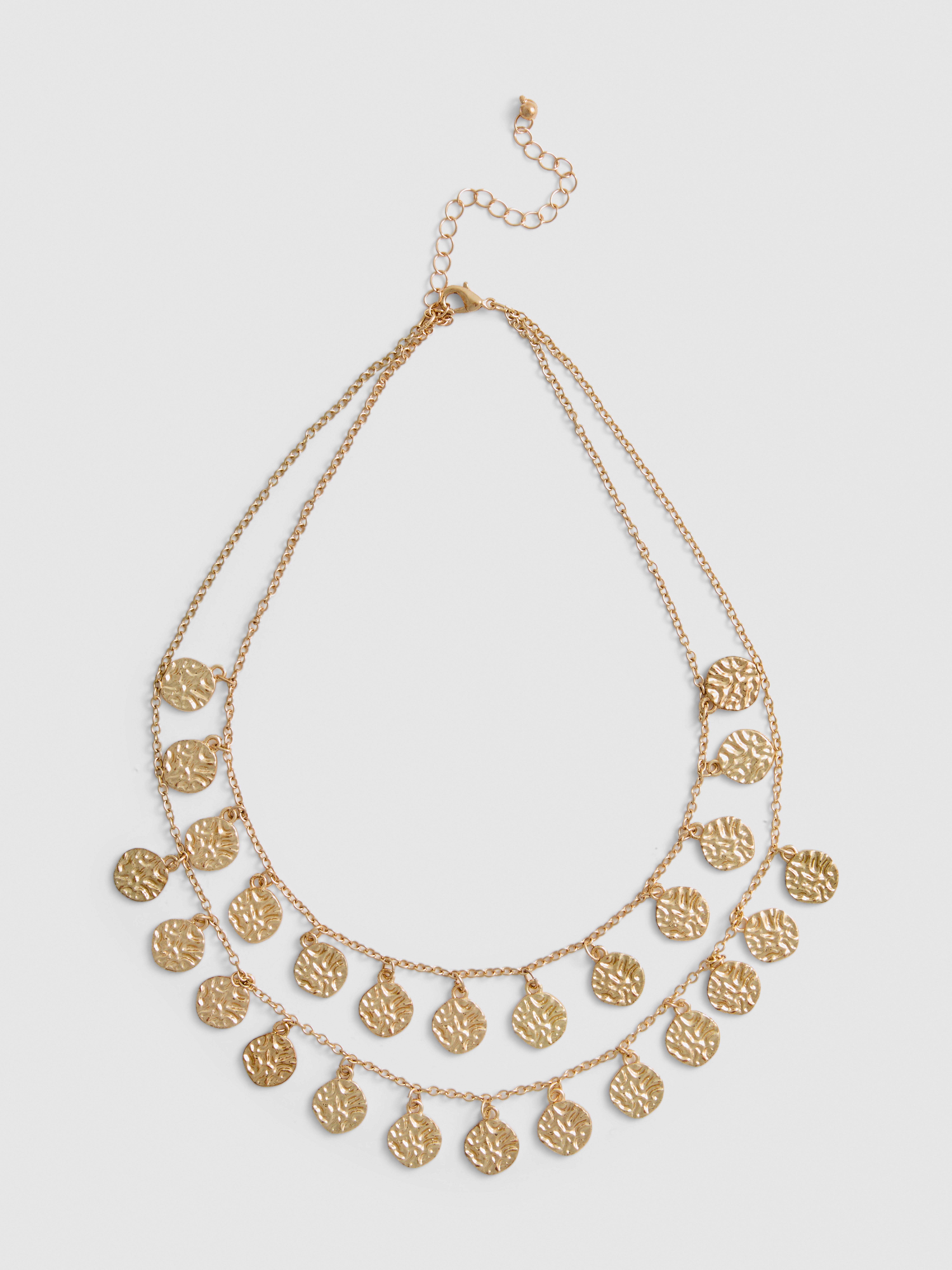 Multi-ketting met gehamerde ronde hangers