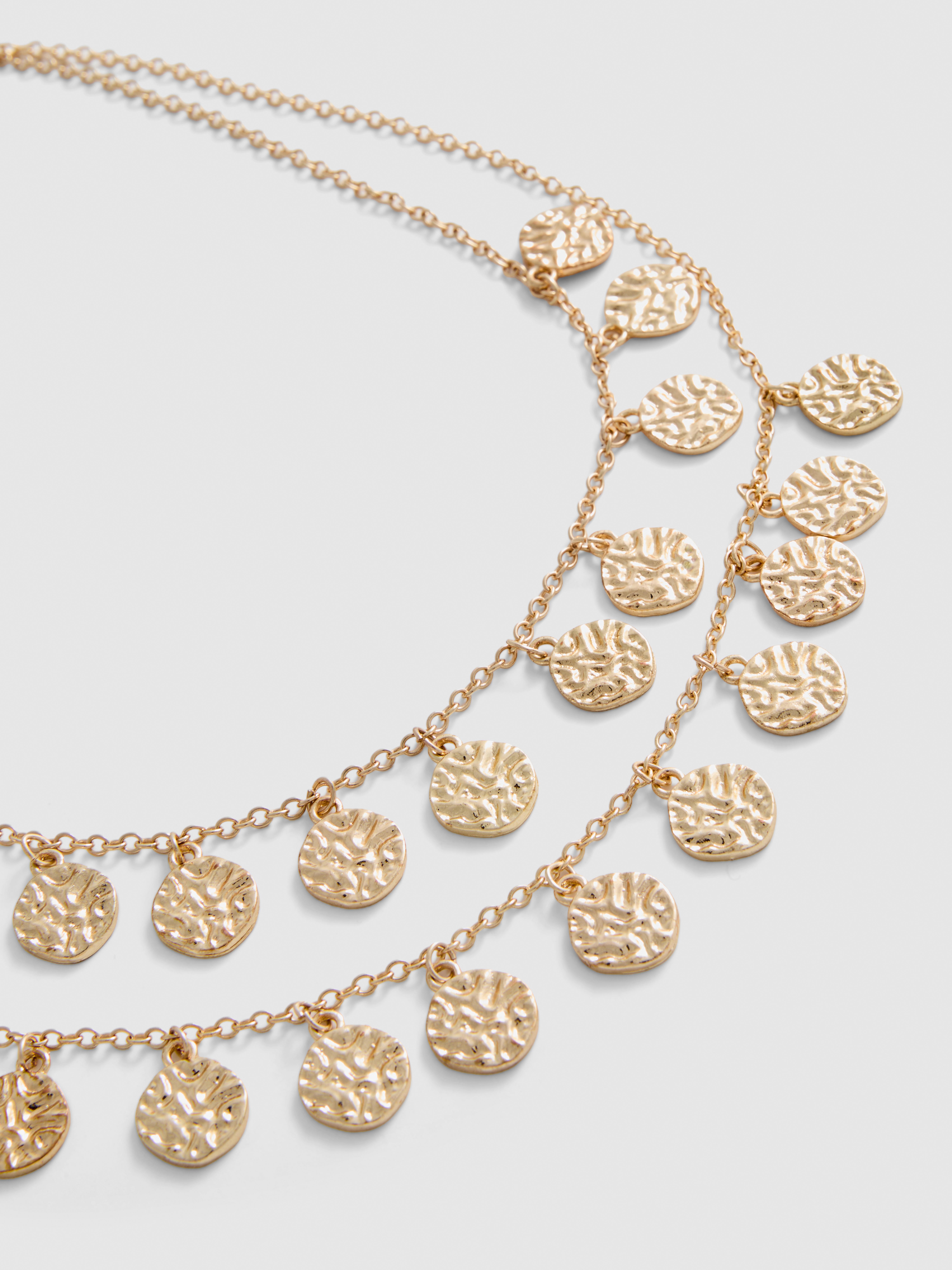 Layered Hammered Disc Necklace