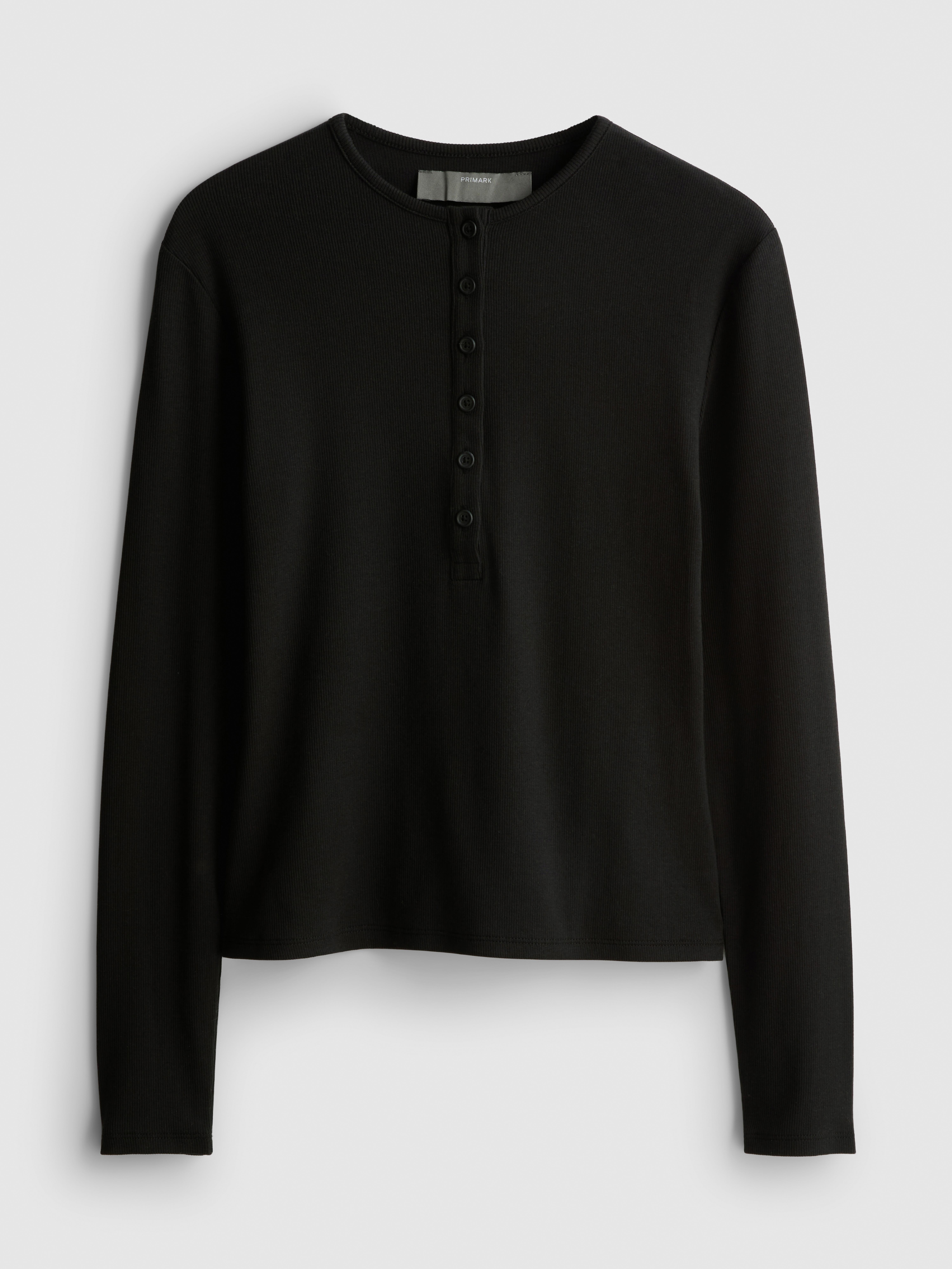 Ribbed Long Sleeve Henley Top