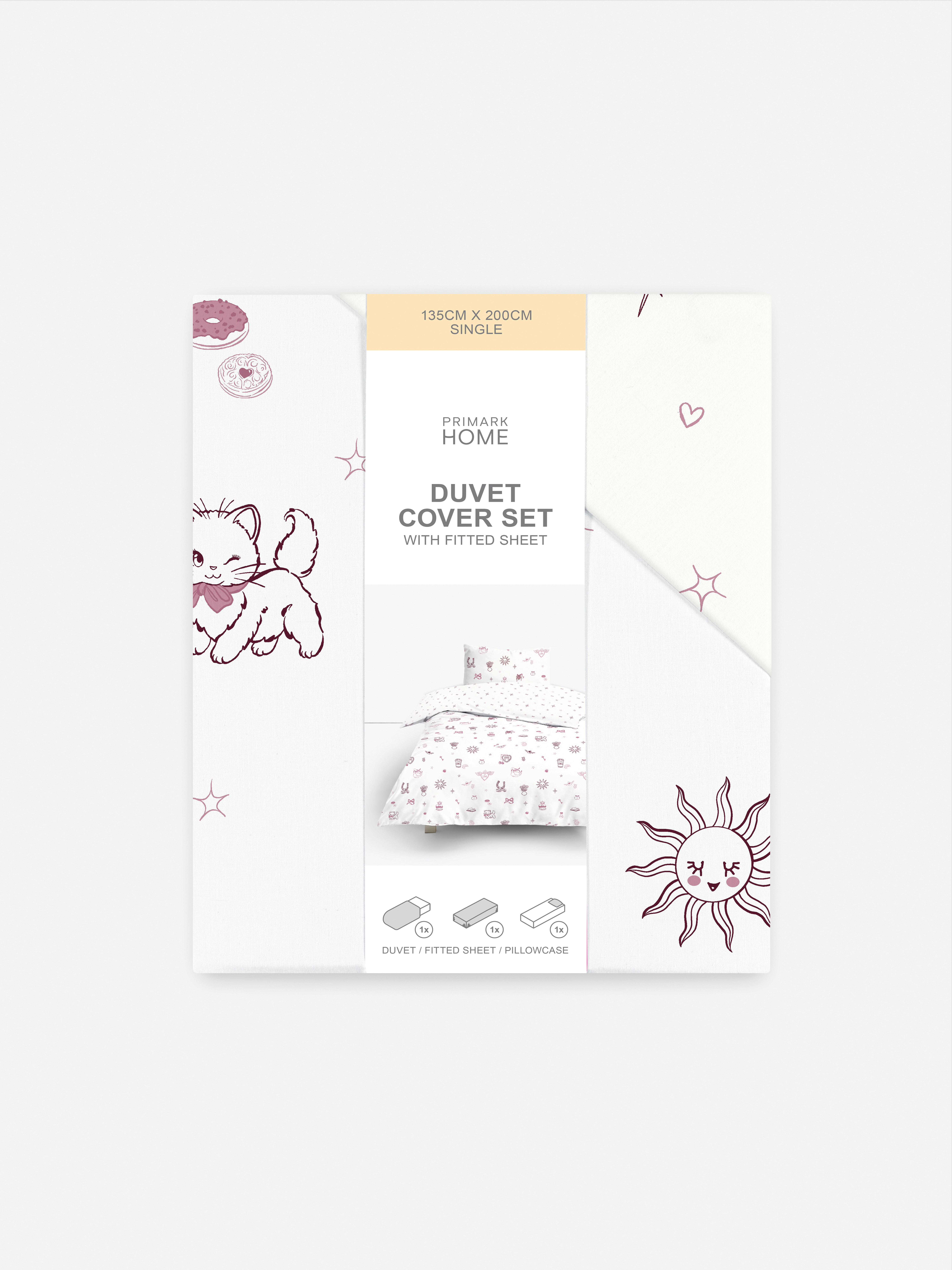 Cat Motif  Single Bedding Set