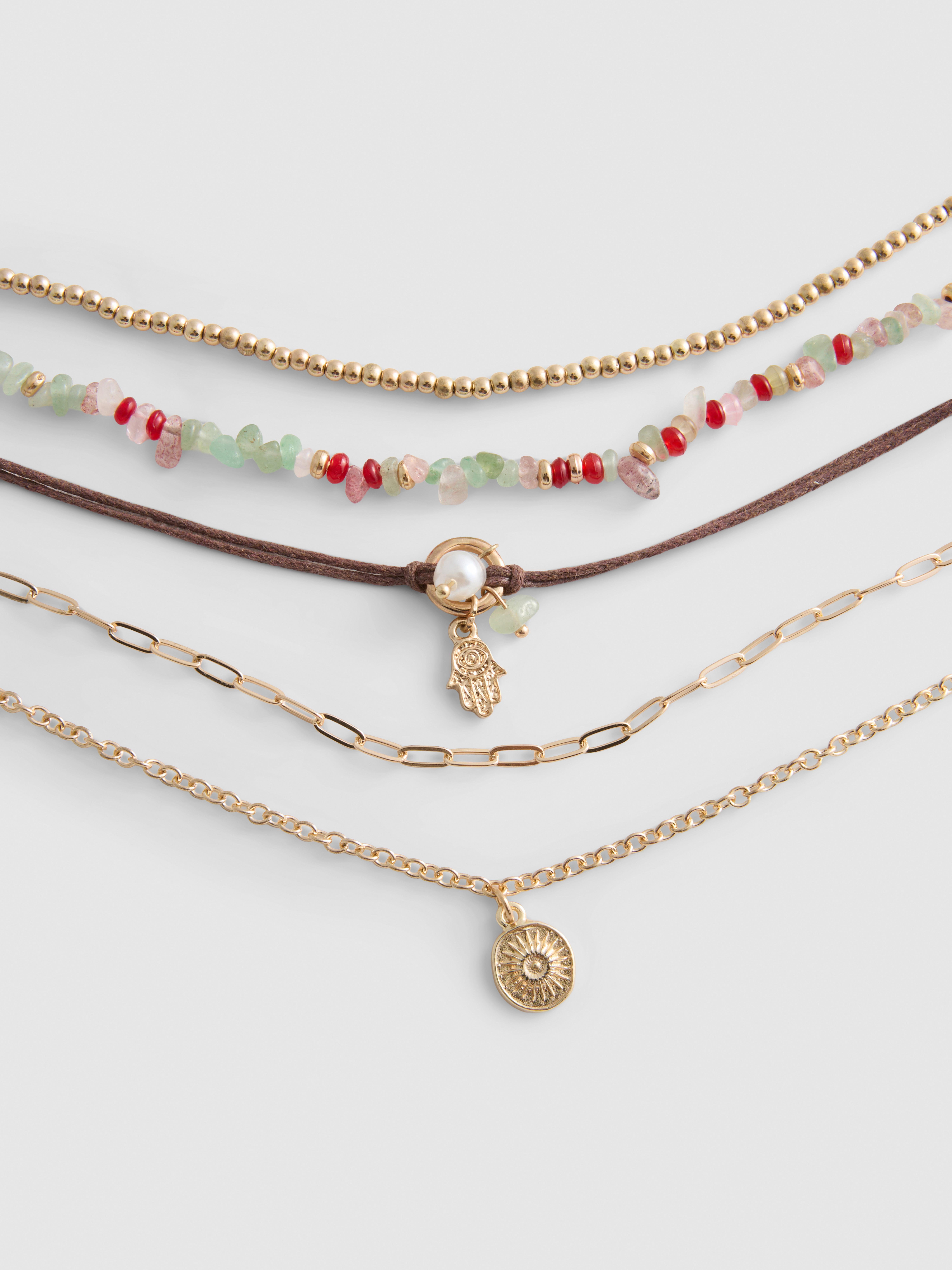 5pk Mixed Choker Necklace Set