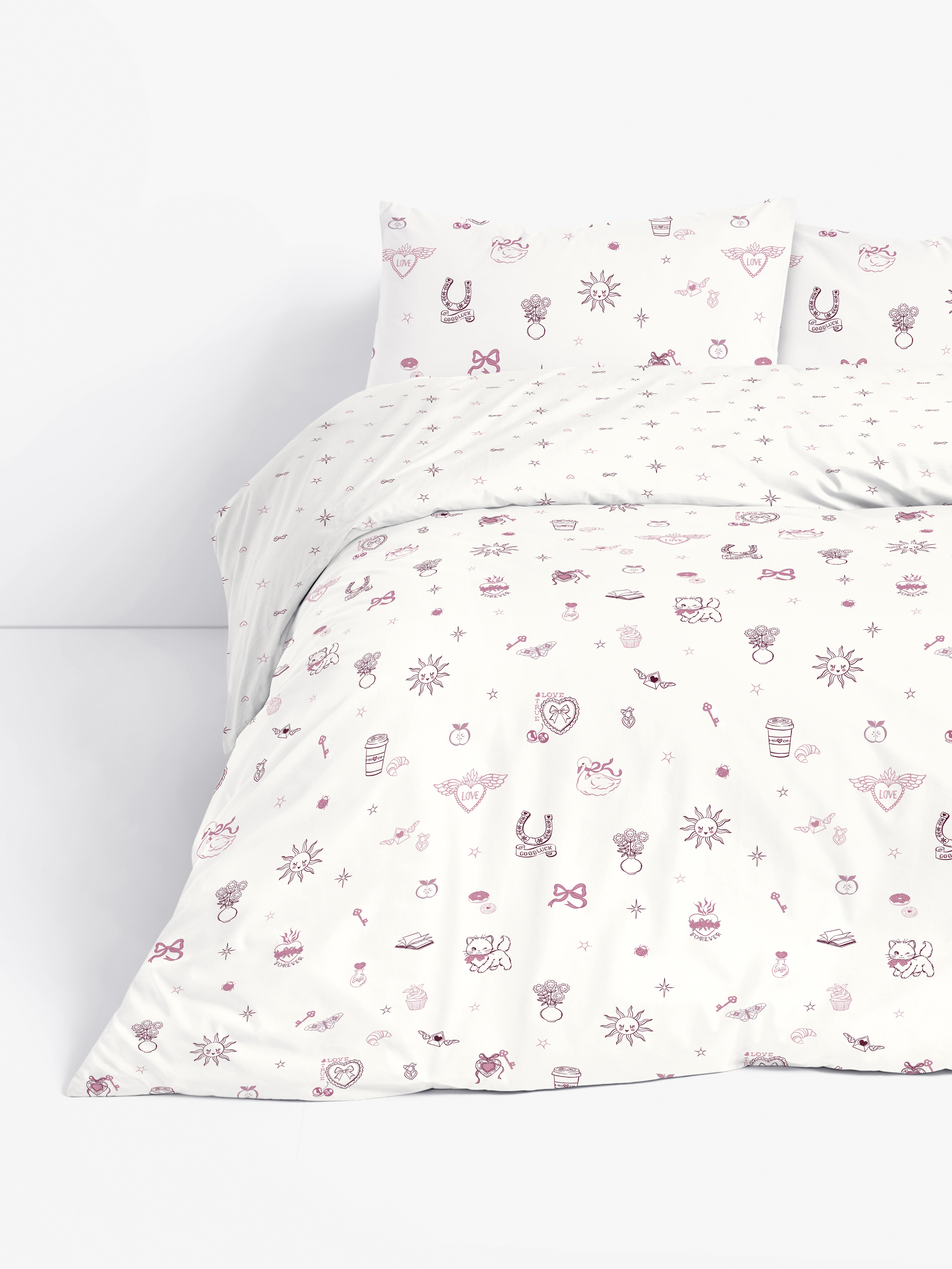 Cat Motif Super King Bedding Set