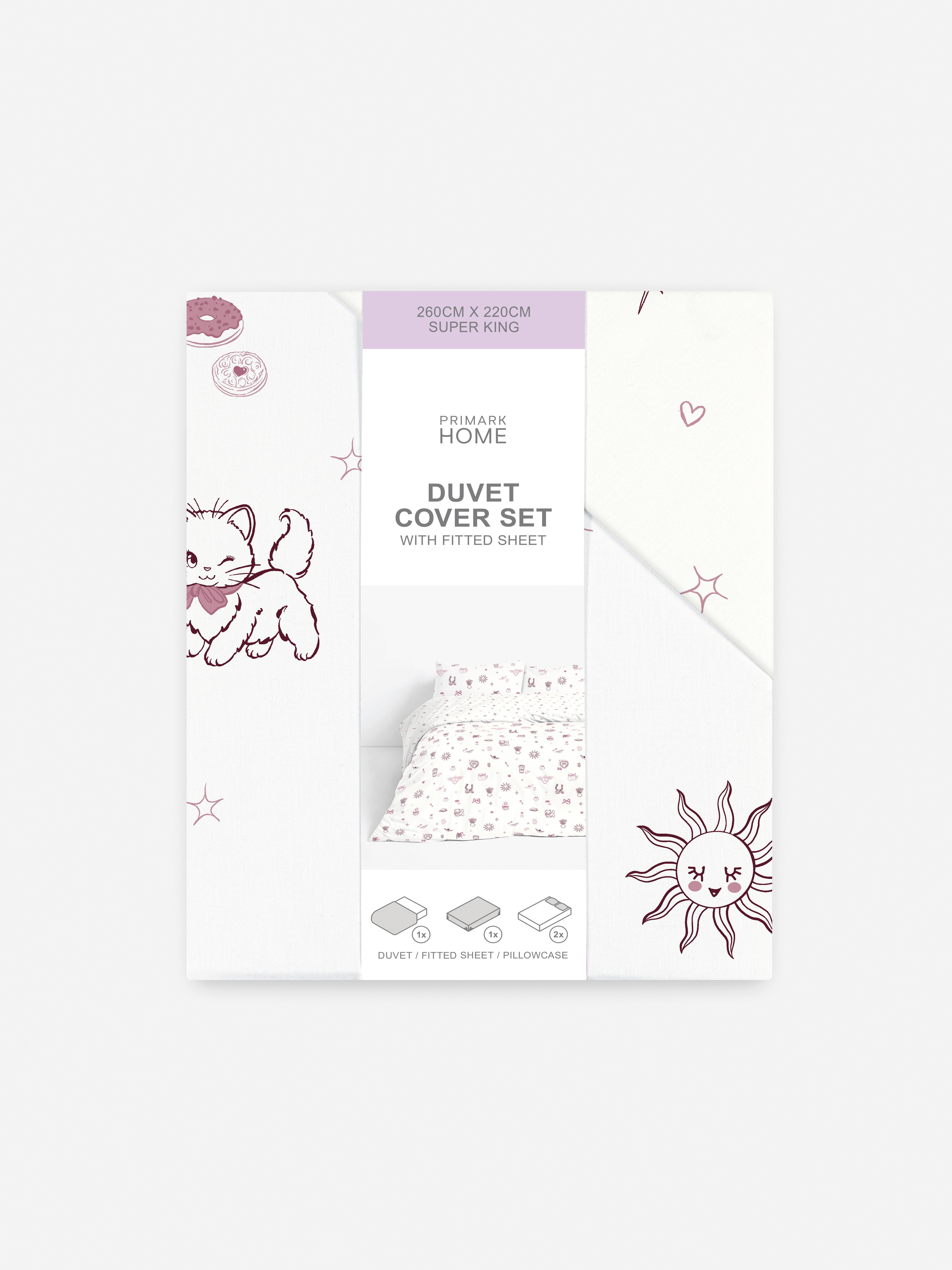 Cat Motif Super King Bedding Set