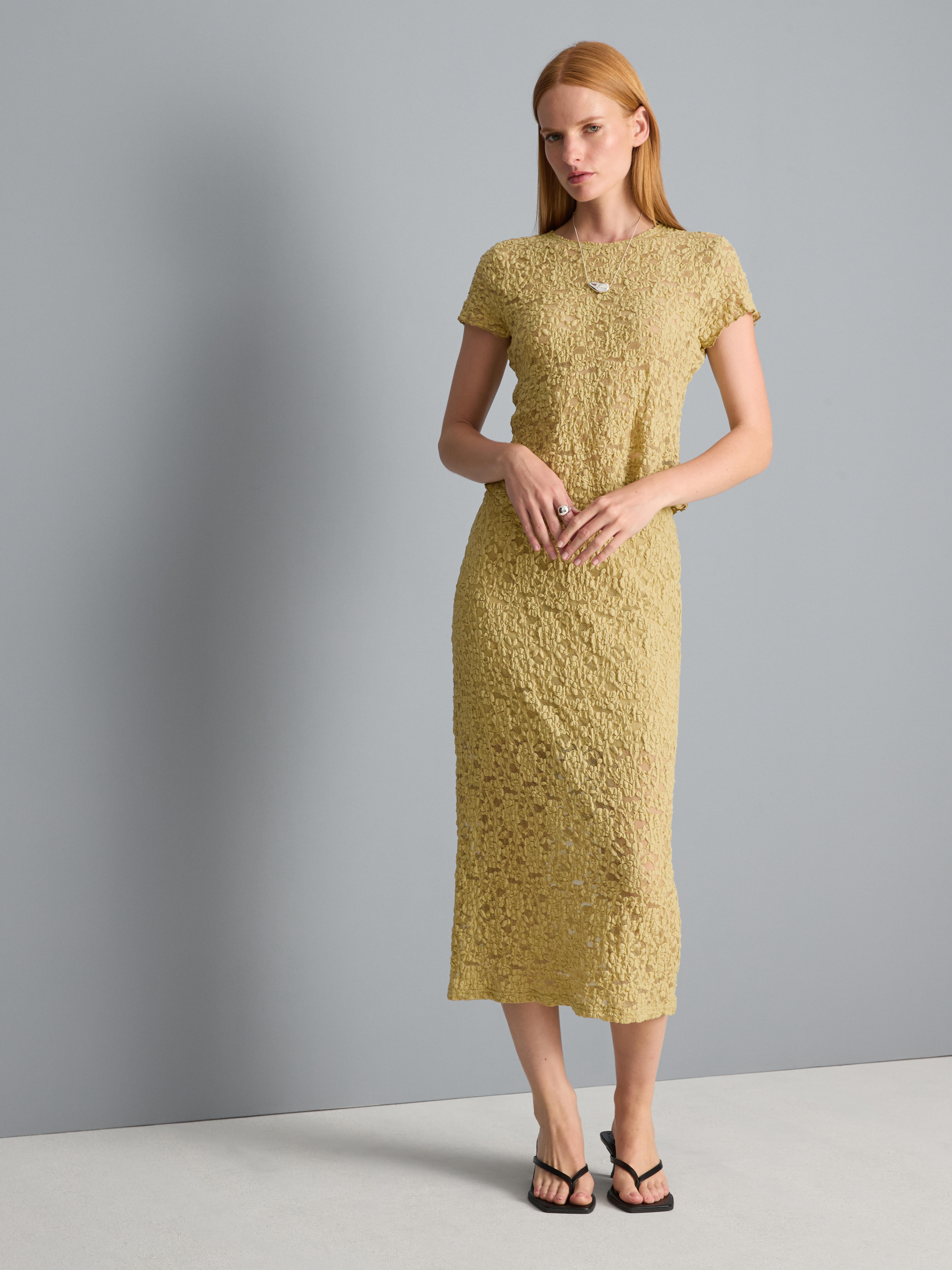 Cotton Blend Asymmetric Textured Lace Top