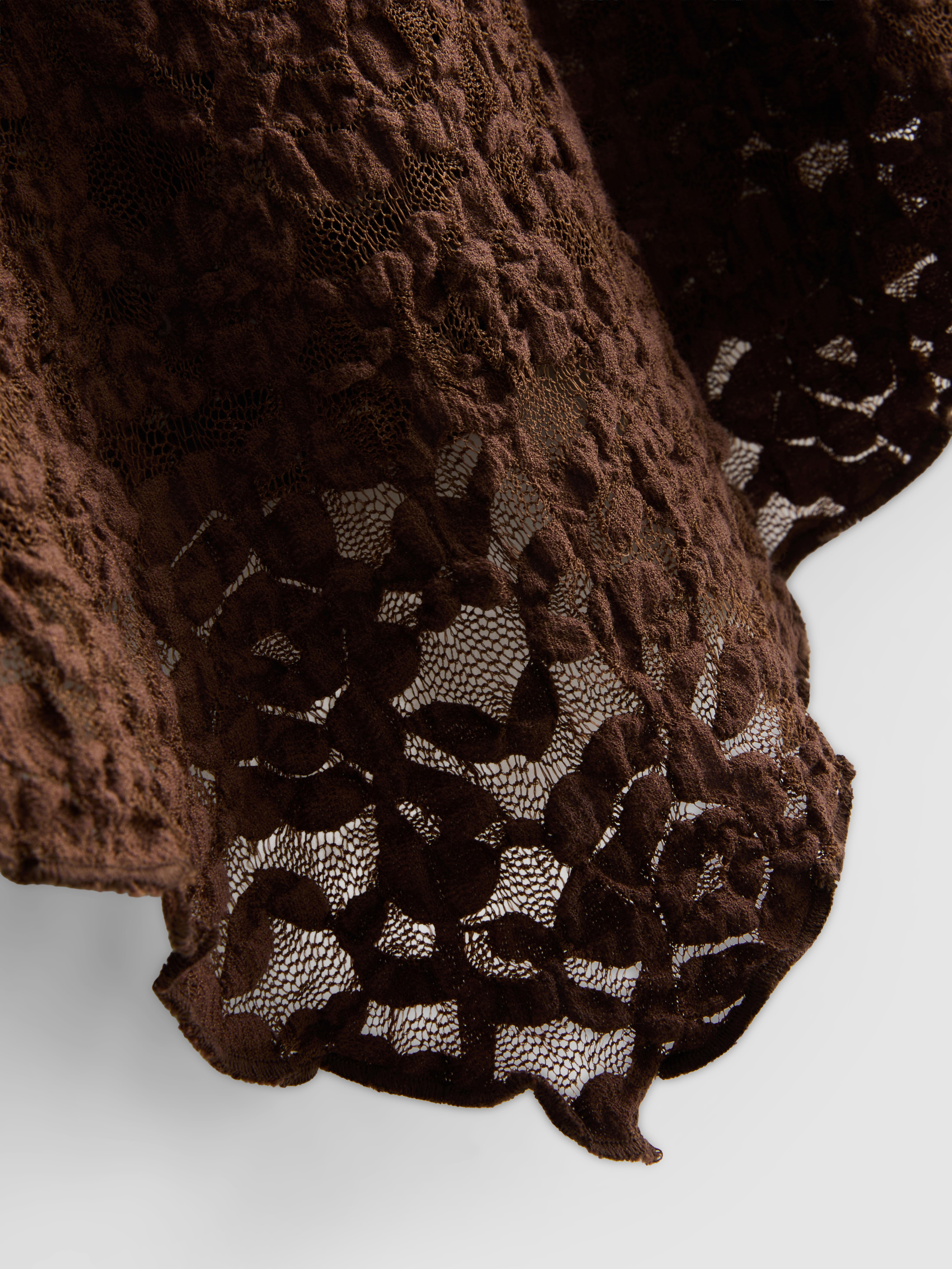 Cotton Blend Asymmetric Textured Lace Top