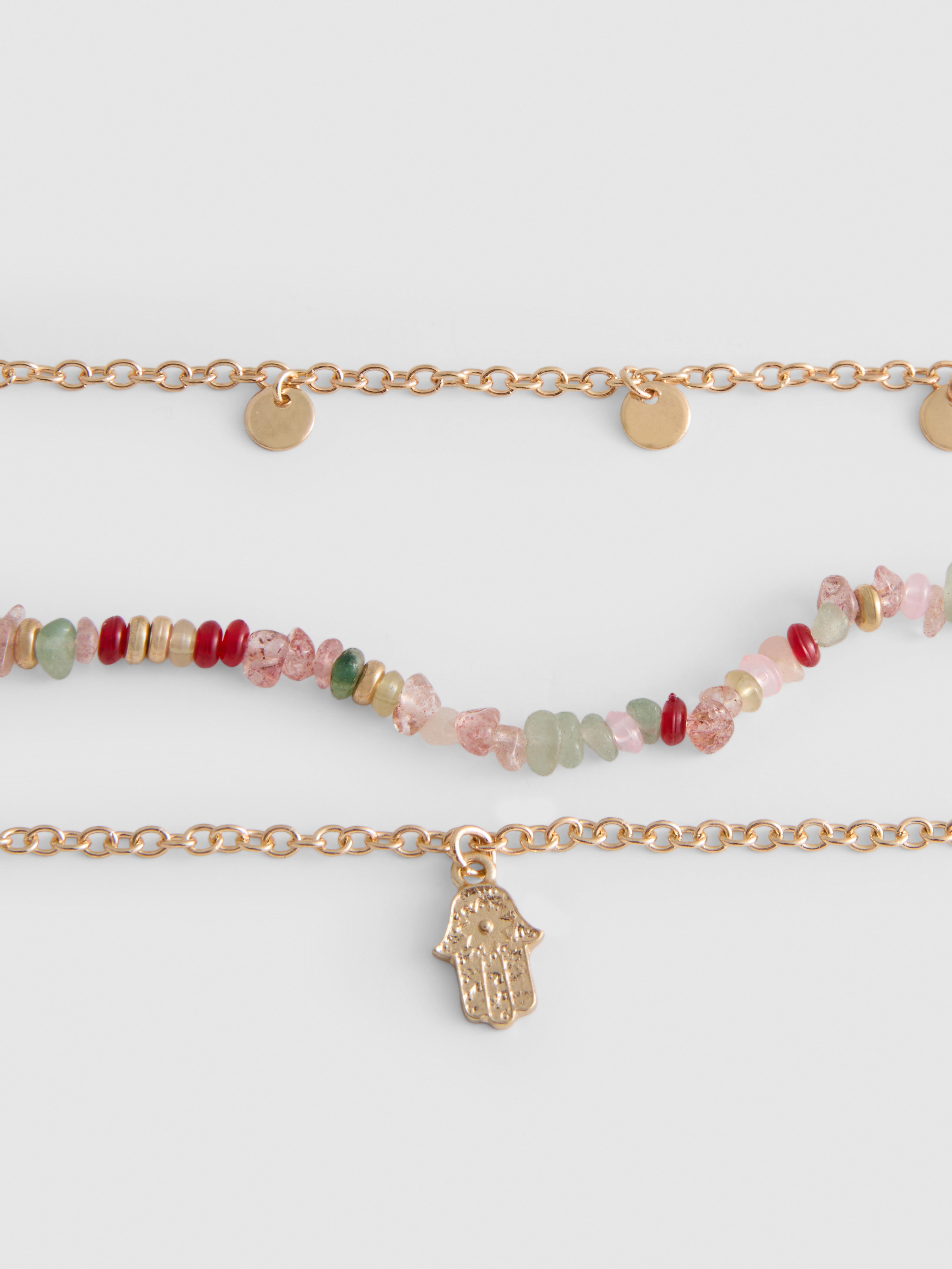 3pk Mixed Charm Anklet Set