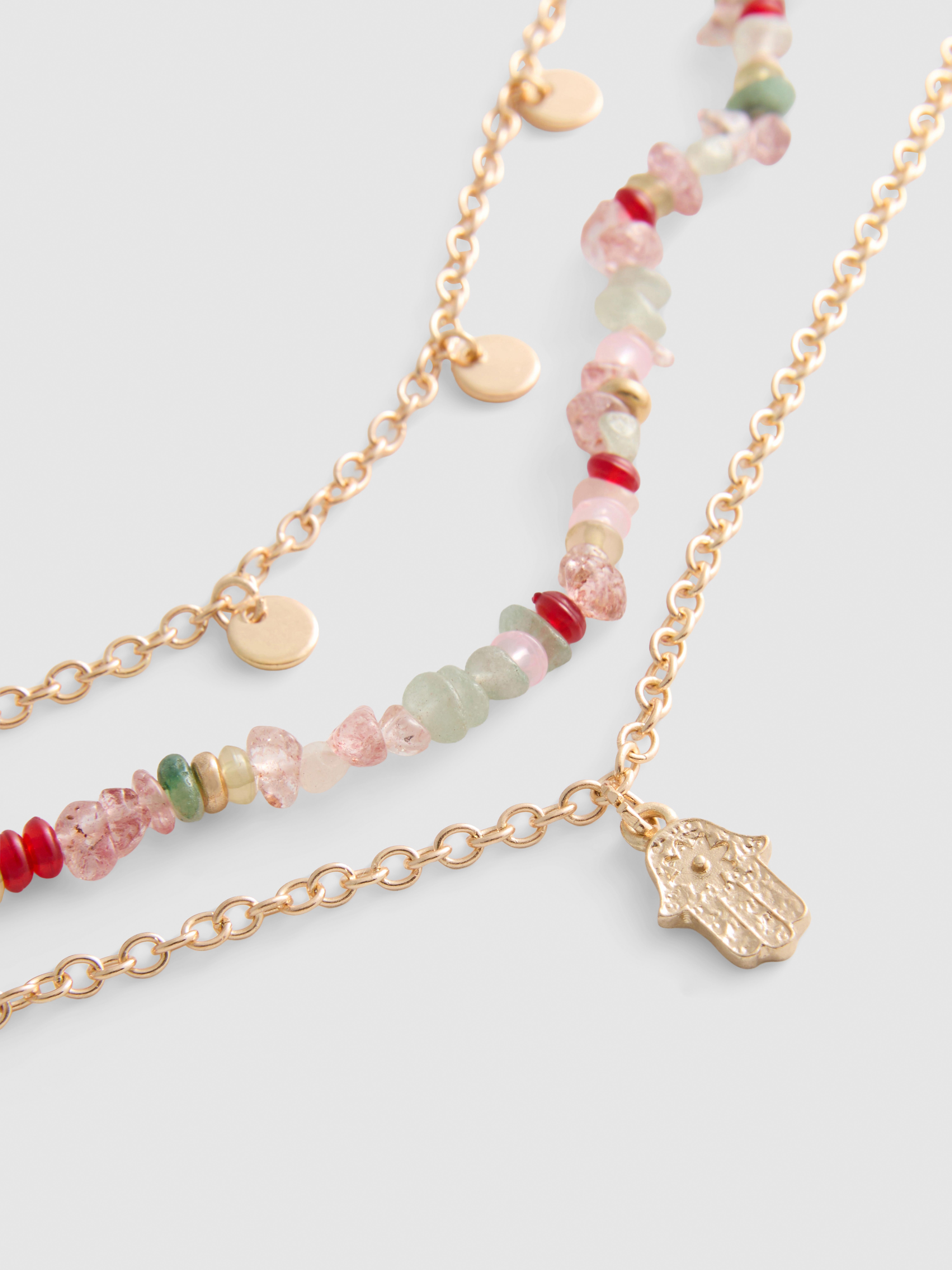3pk Mixed Charm Anklet Set