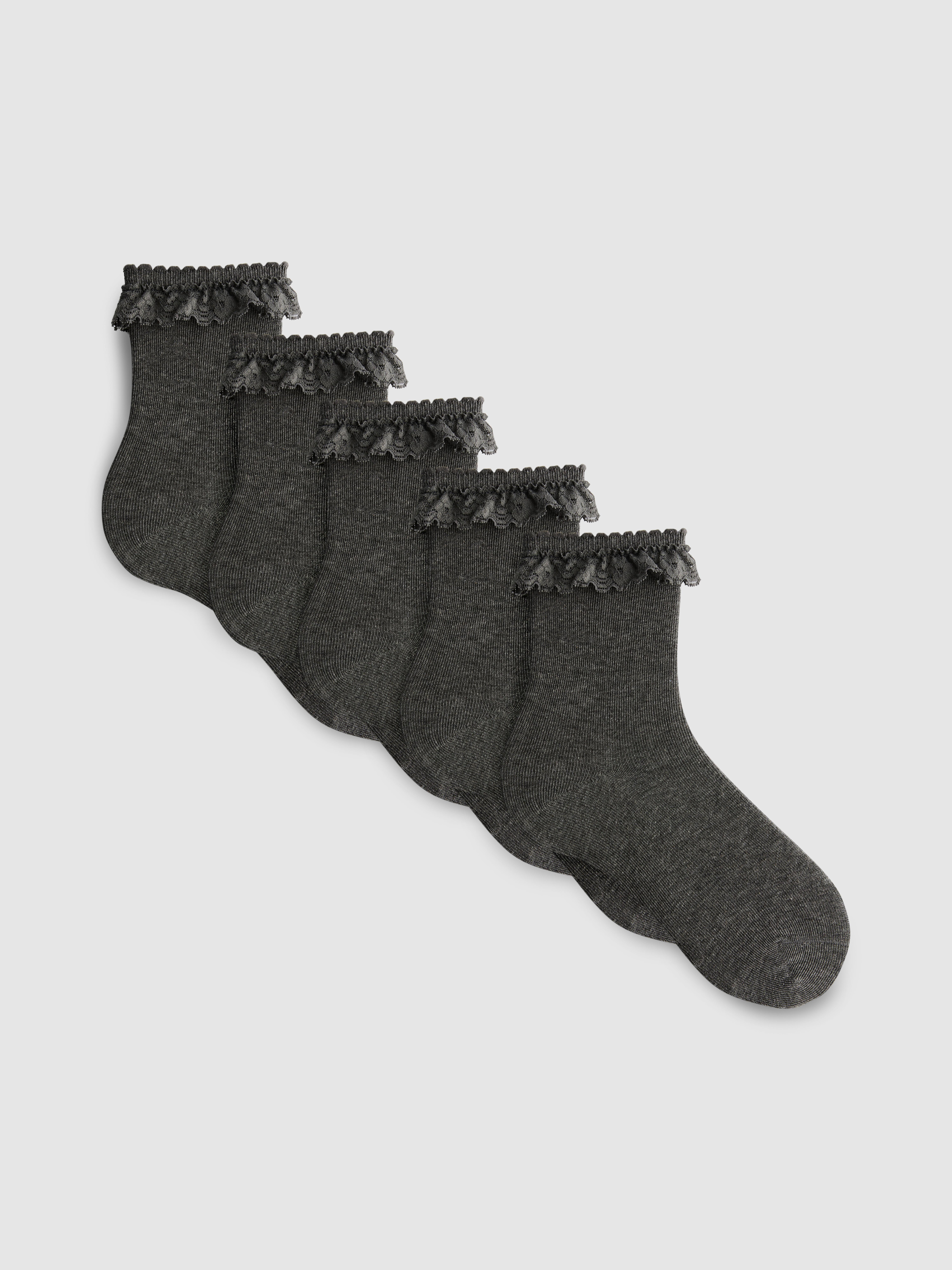 5pk Cotton Rich Ruffle Trim Ankle Socks