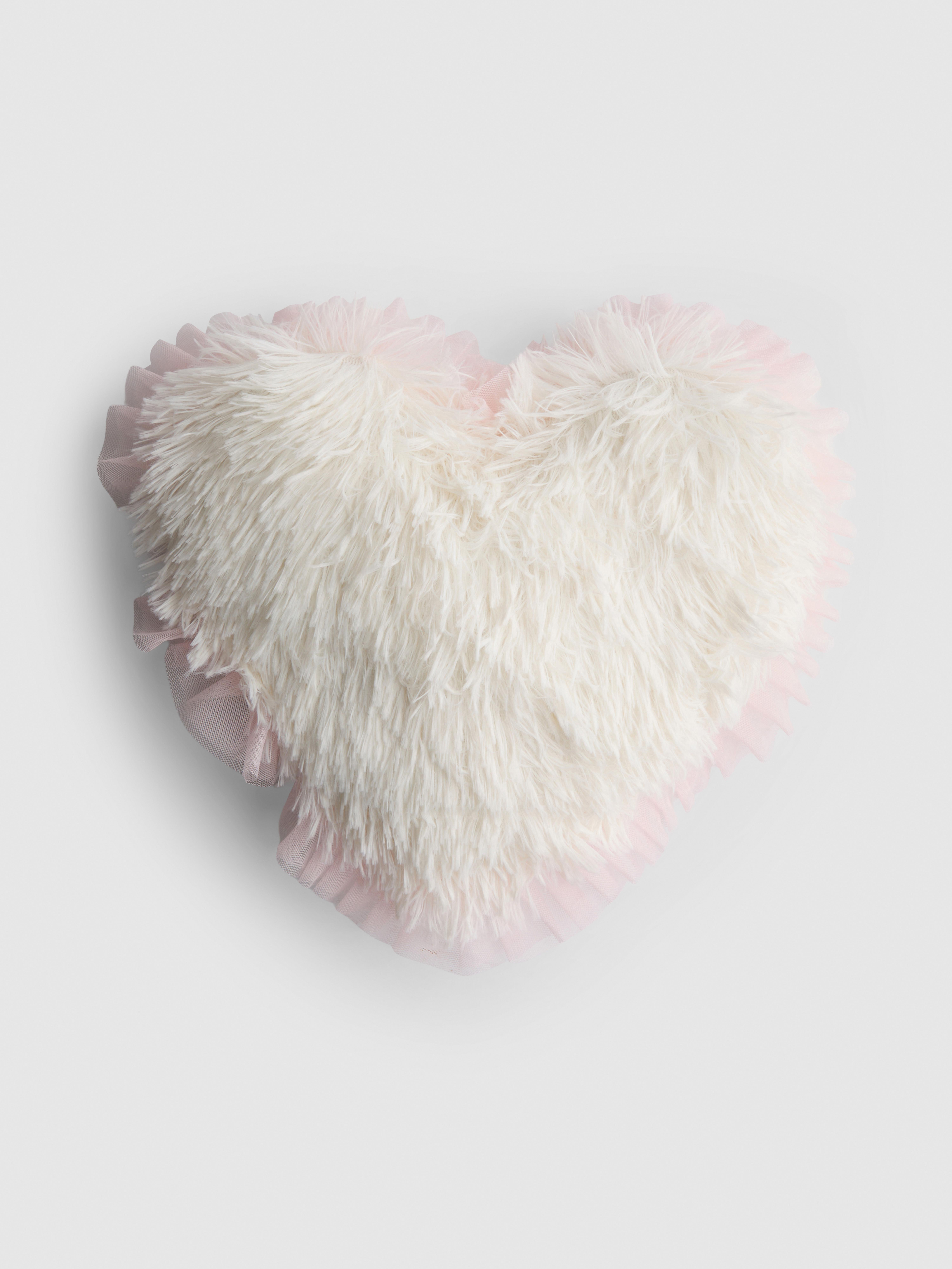 Faux Fur Ruffle Heart Cushion