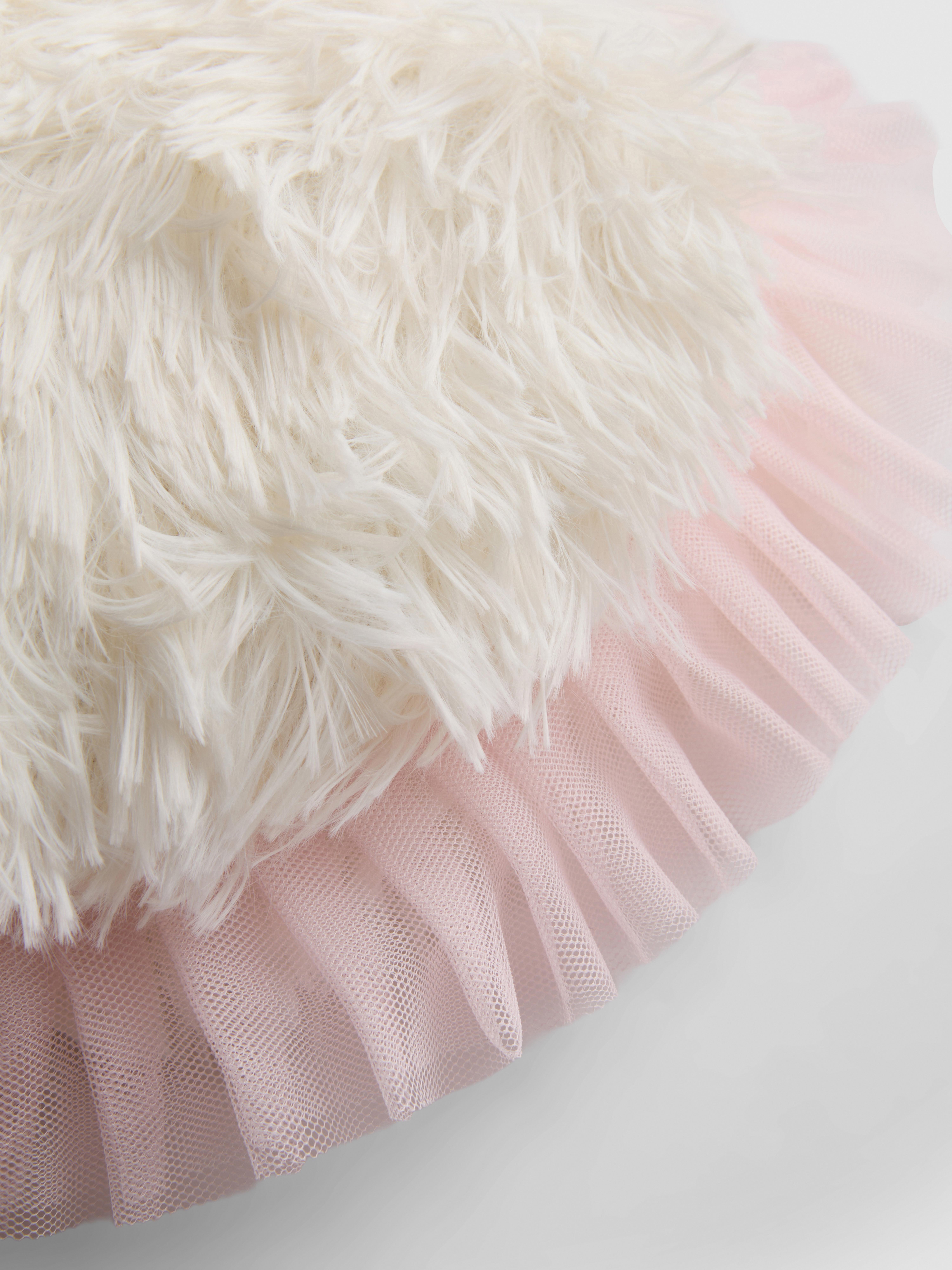Faux Fur Ruffle Heart Cushion