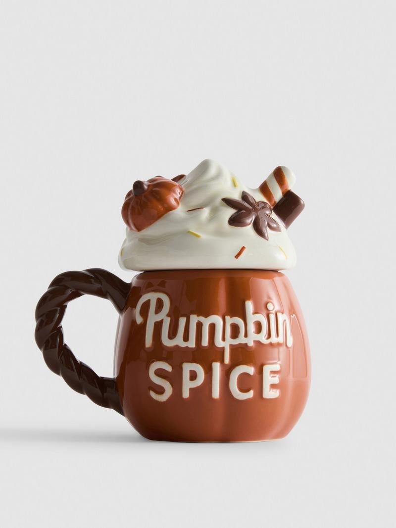 Mug Primark en forme de citrouille orange avec couvercle crème fouettée
