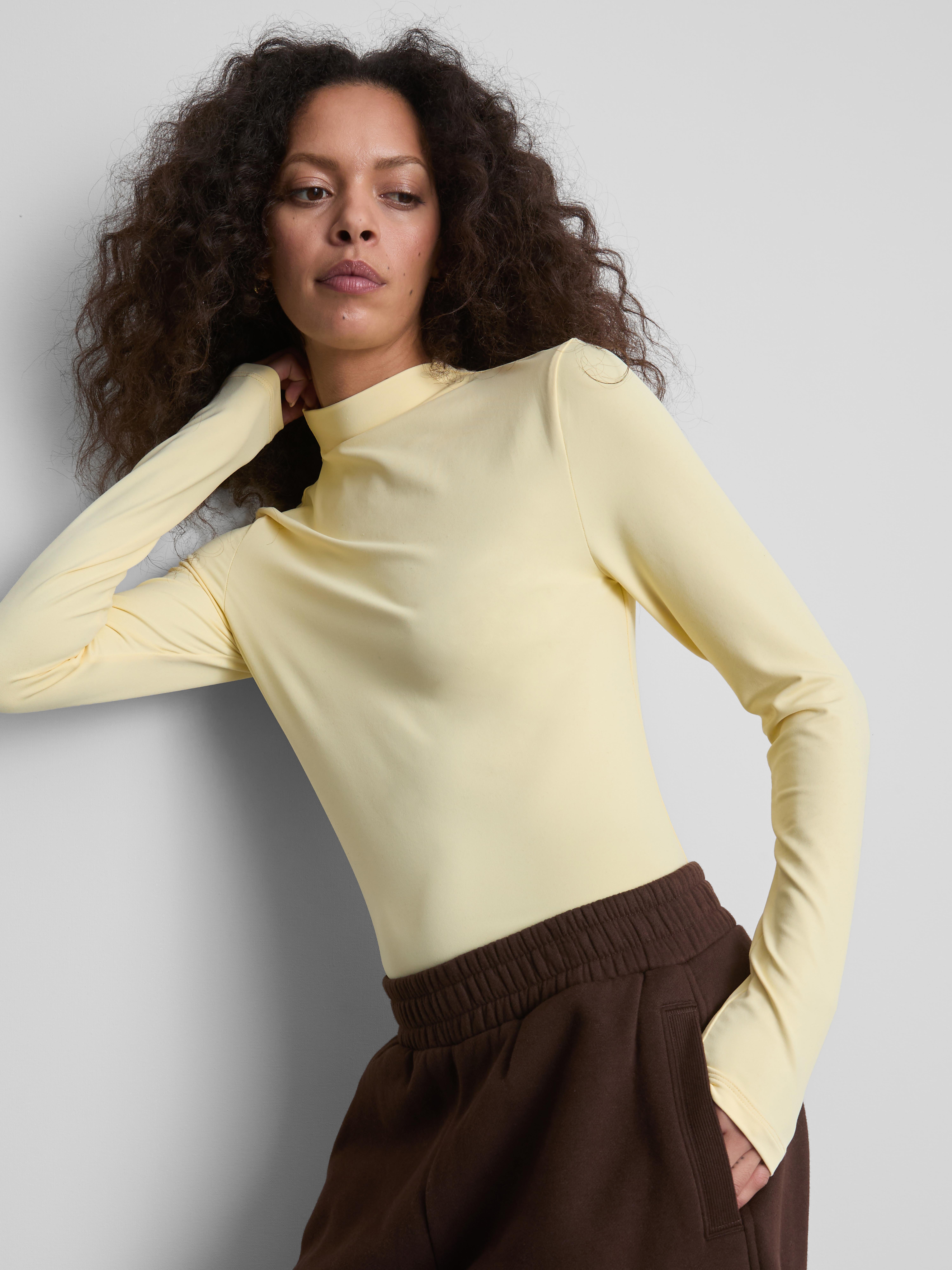 Women's Light Yellow Second Skin High Neck Long Sleeve Top | Penneys