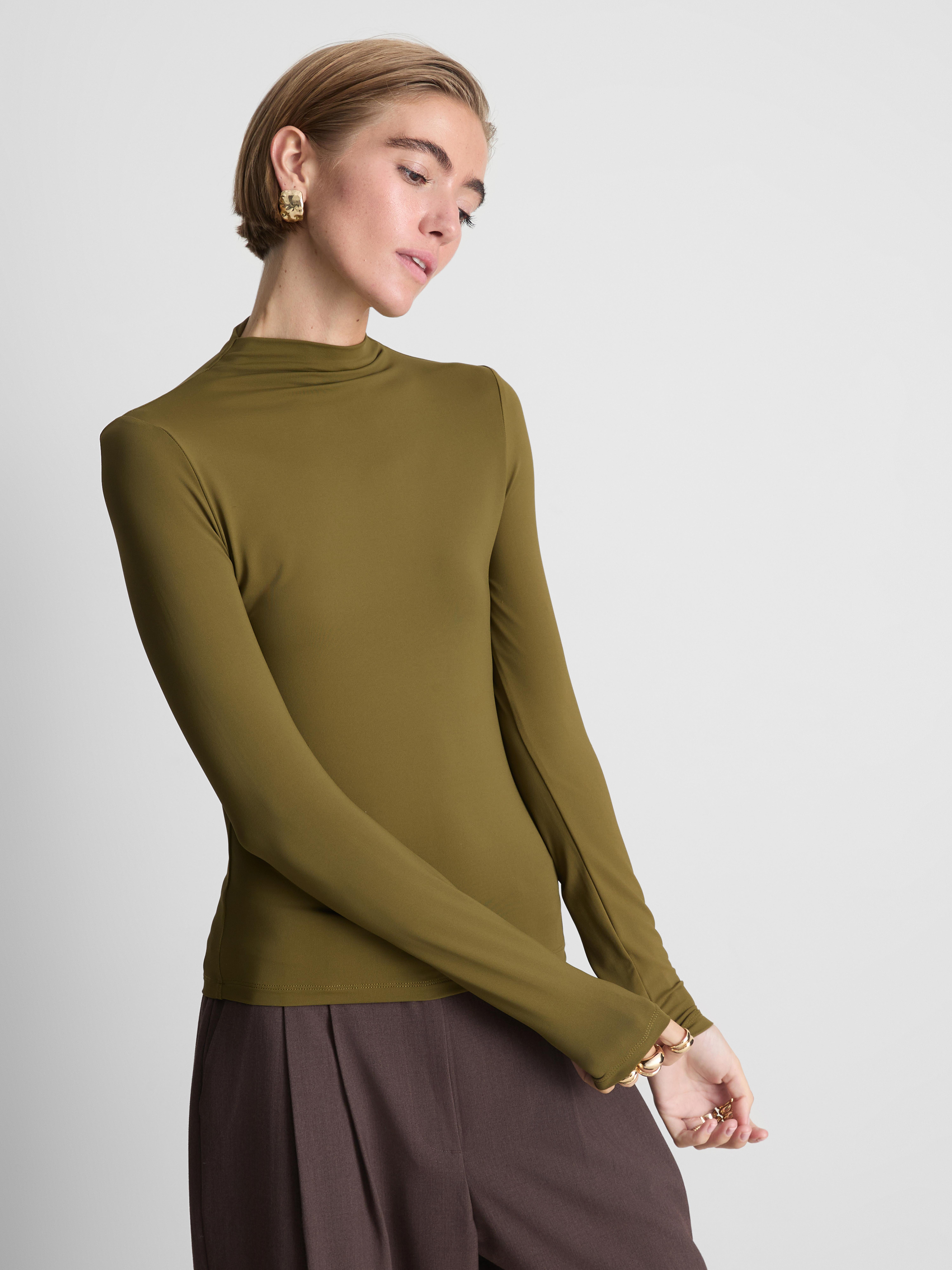 Womens Olive Second Skin High Neck Long Sleeve Top | Primark