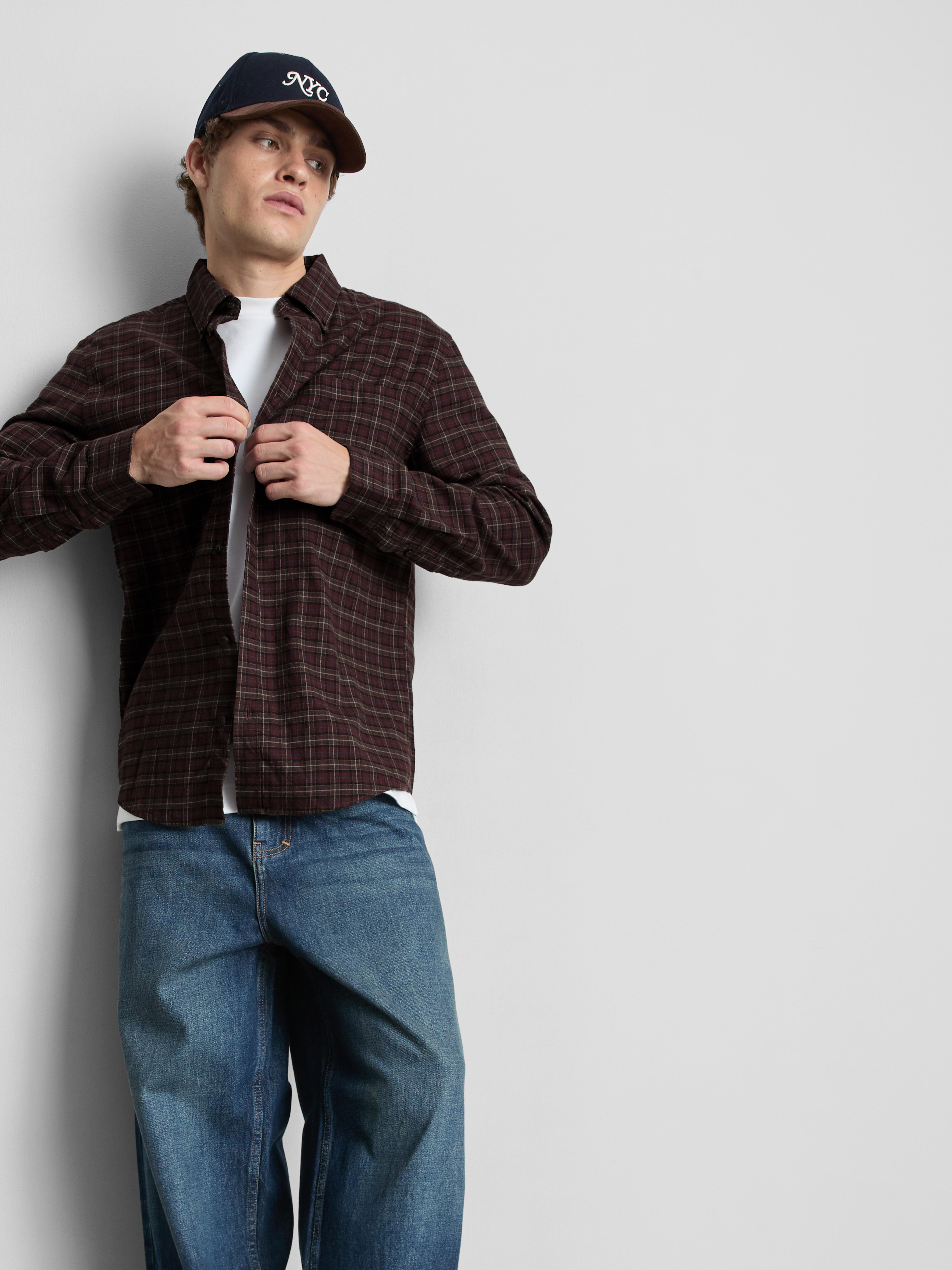 Camisa a cuadros de algodón puro