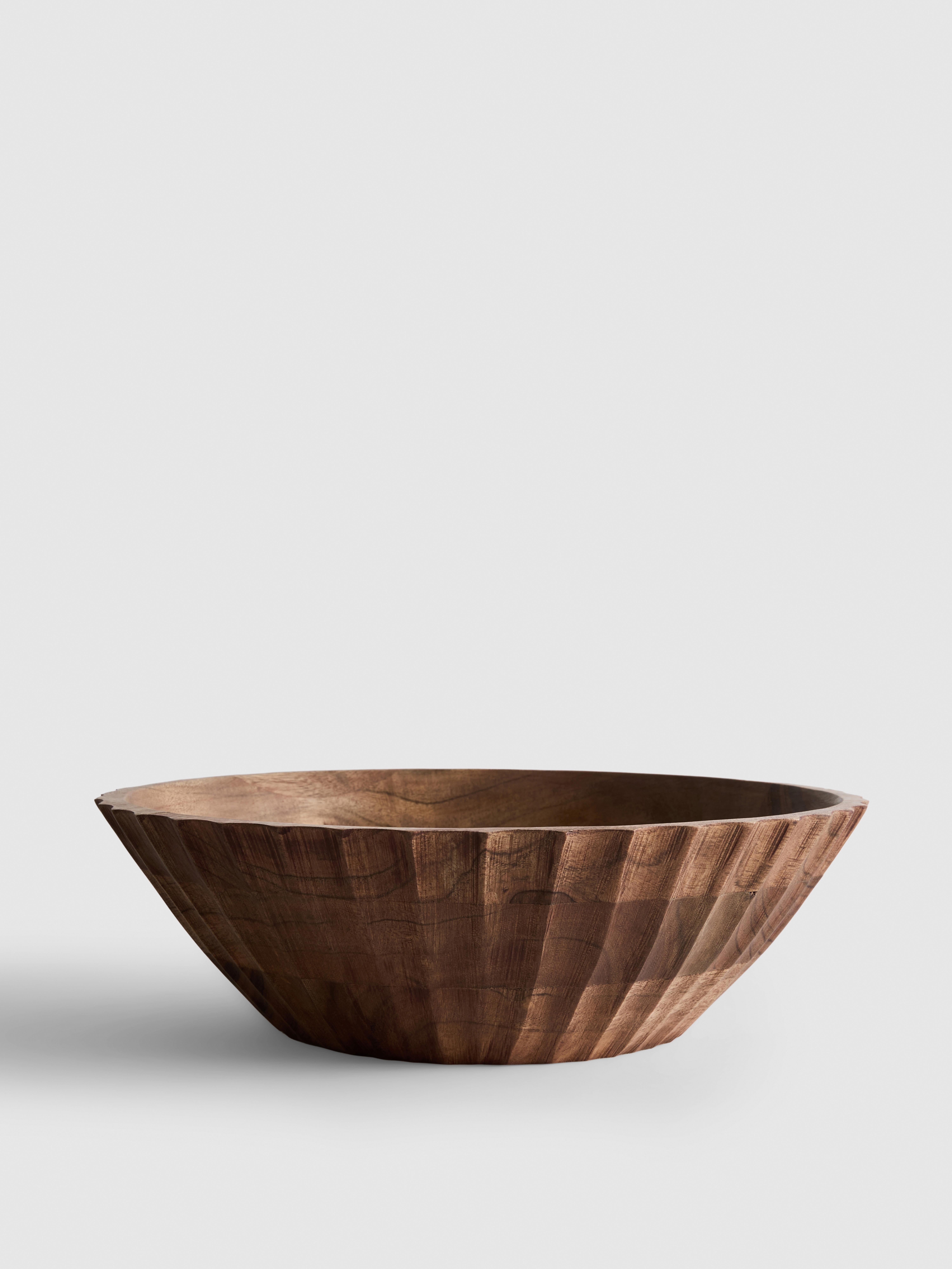 Scalloped Wooden  Serving Bowl