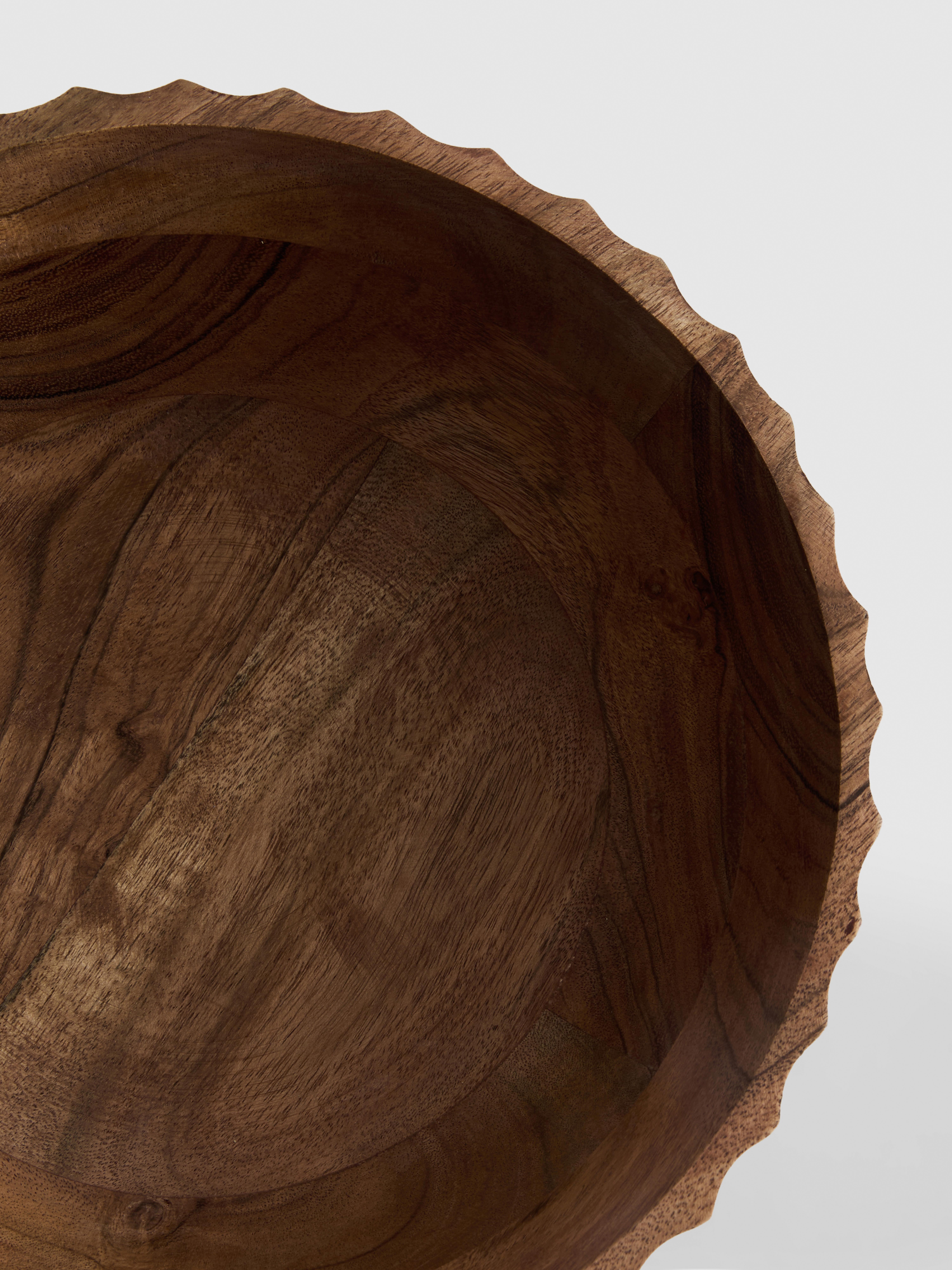 Scalloped Wooden  Serving Bowl