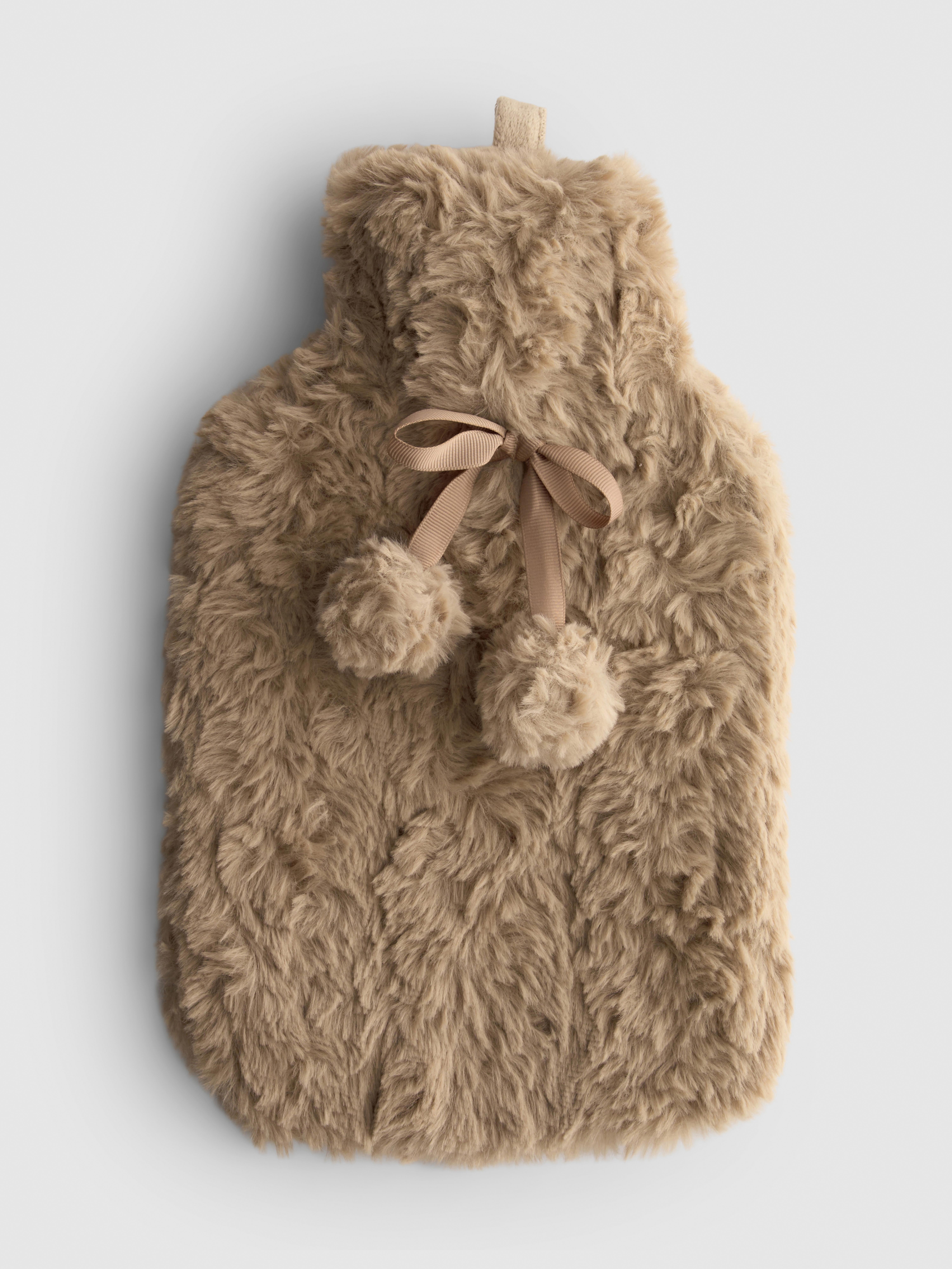 Heetwaterkruik met pompons Bruin