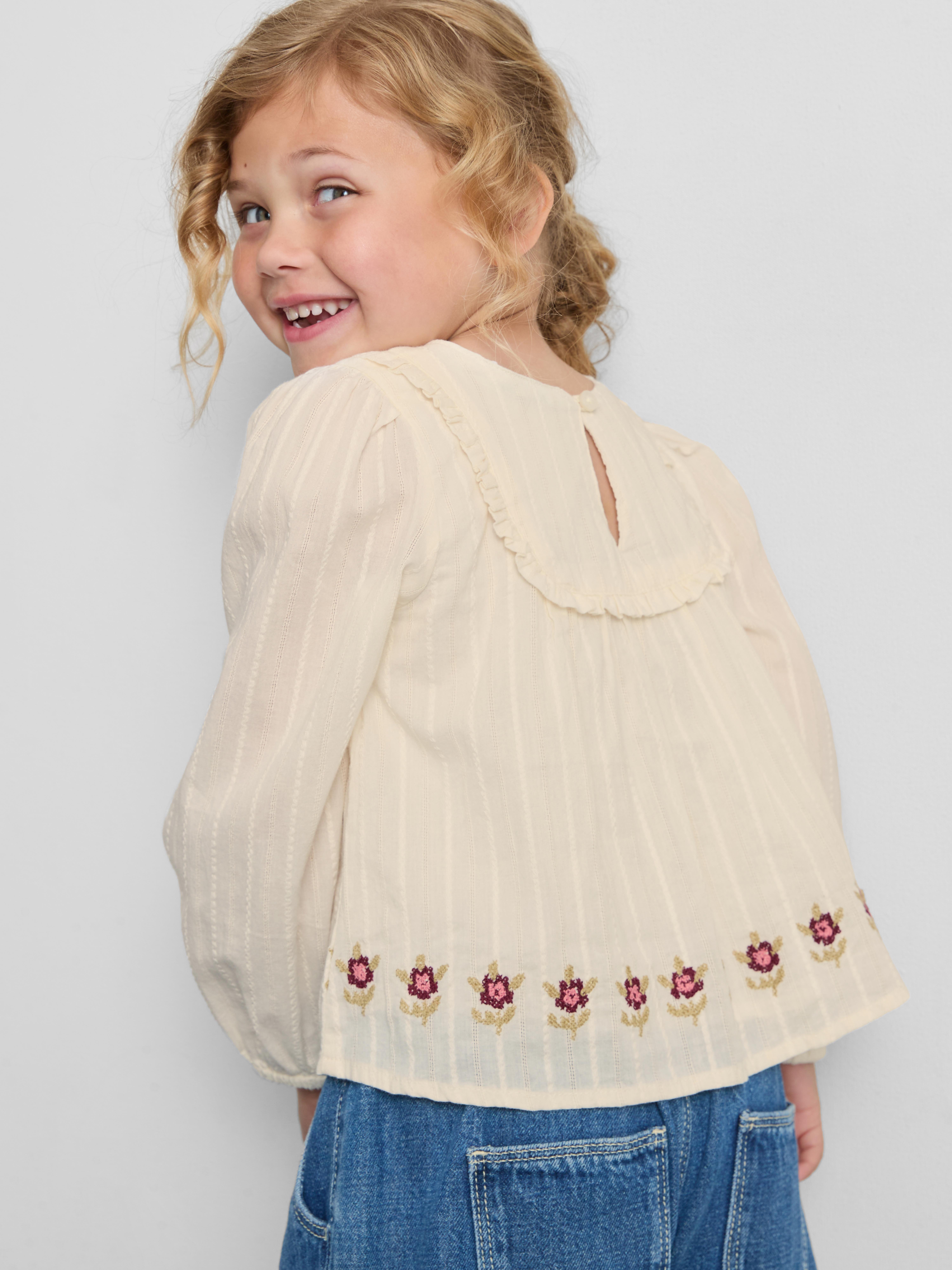 1-12yrs | The Edit Pure Cotton Floral Embroidered Blouse