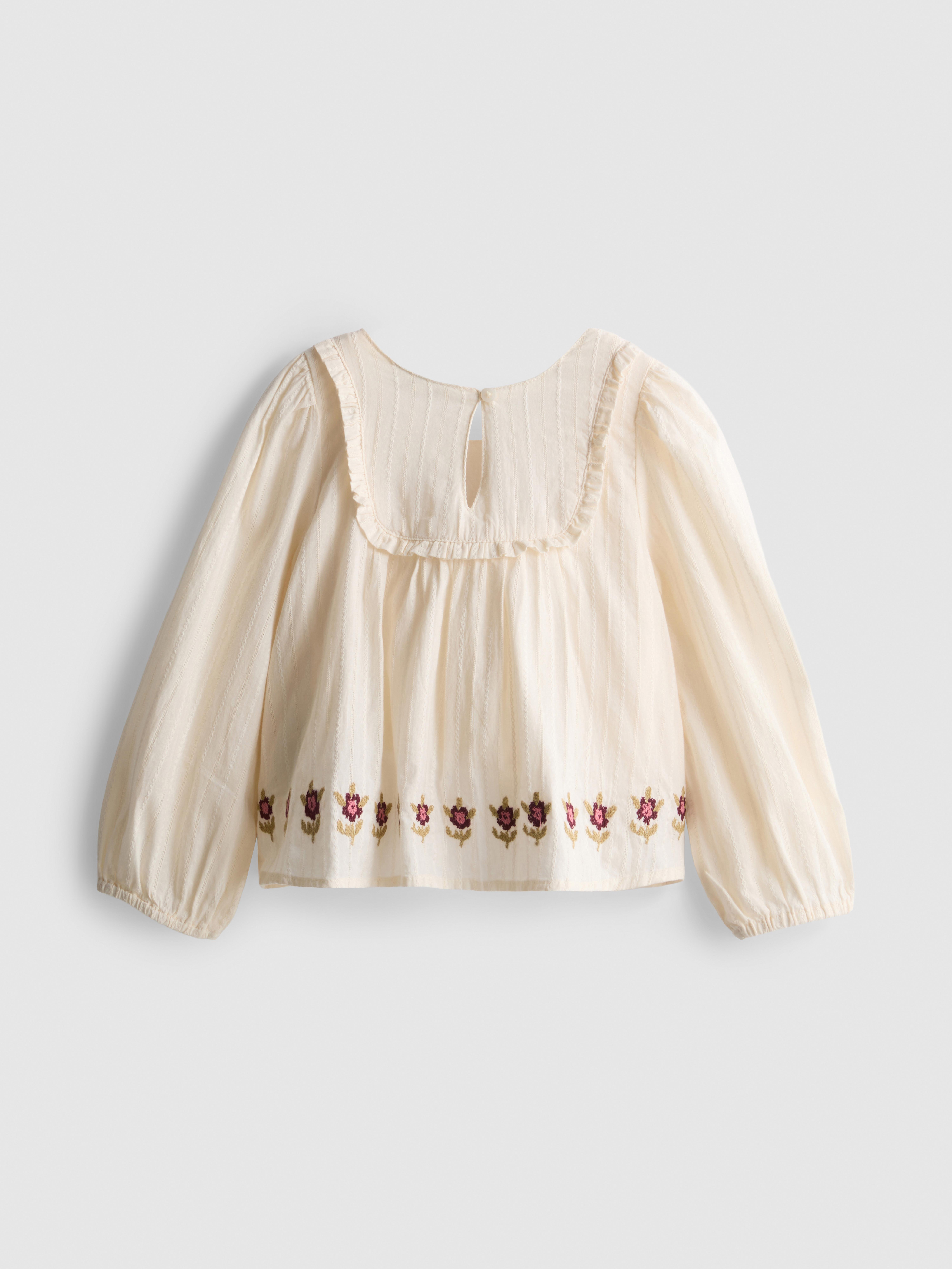 1-12yrs | The Edit Pure Cotton Floral Embroidered Blouse