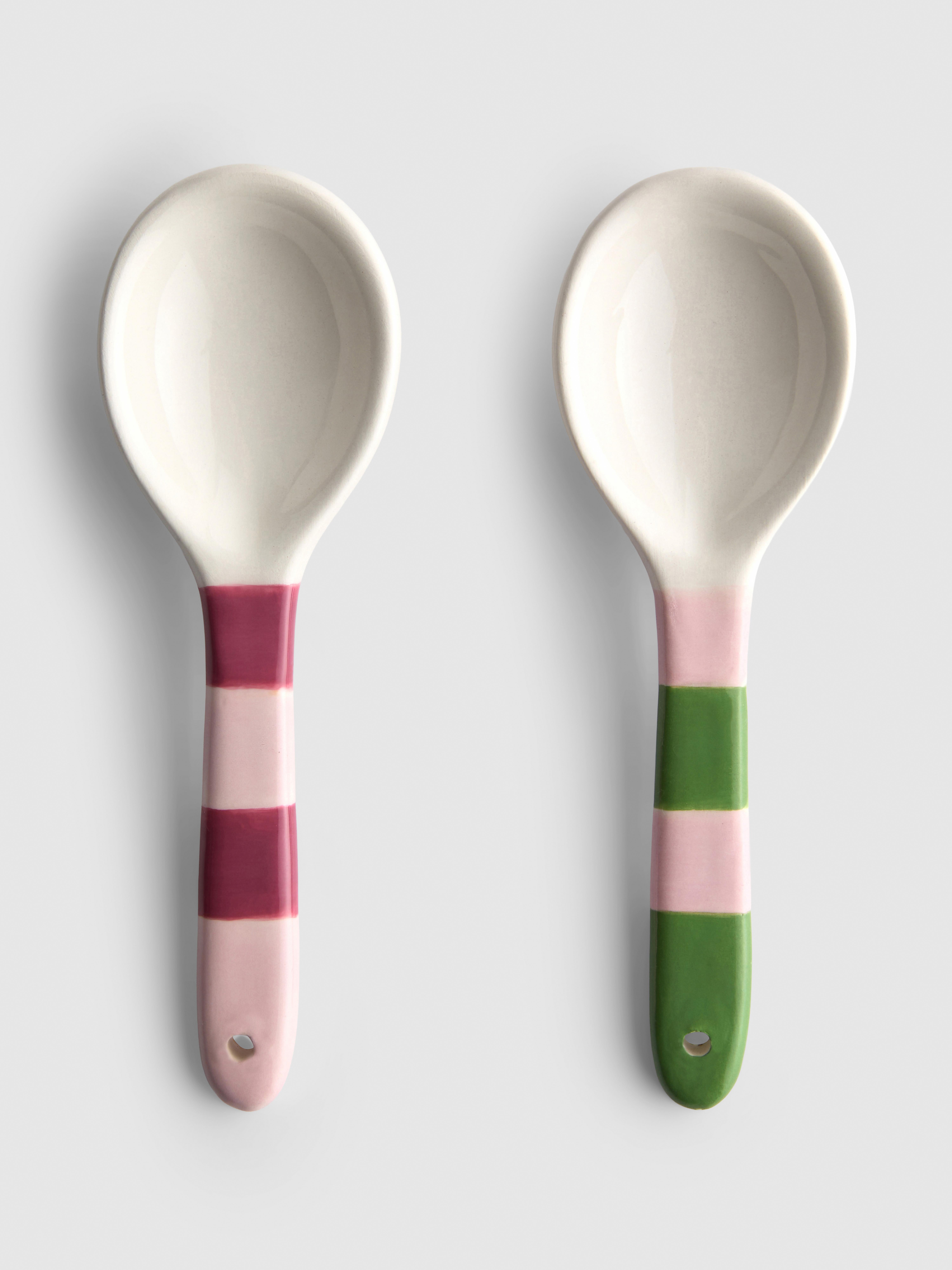 2pk Striped Ceramic Serving Spoons