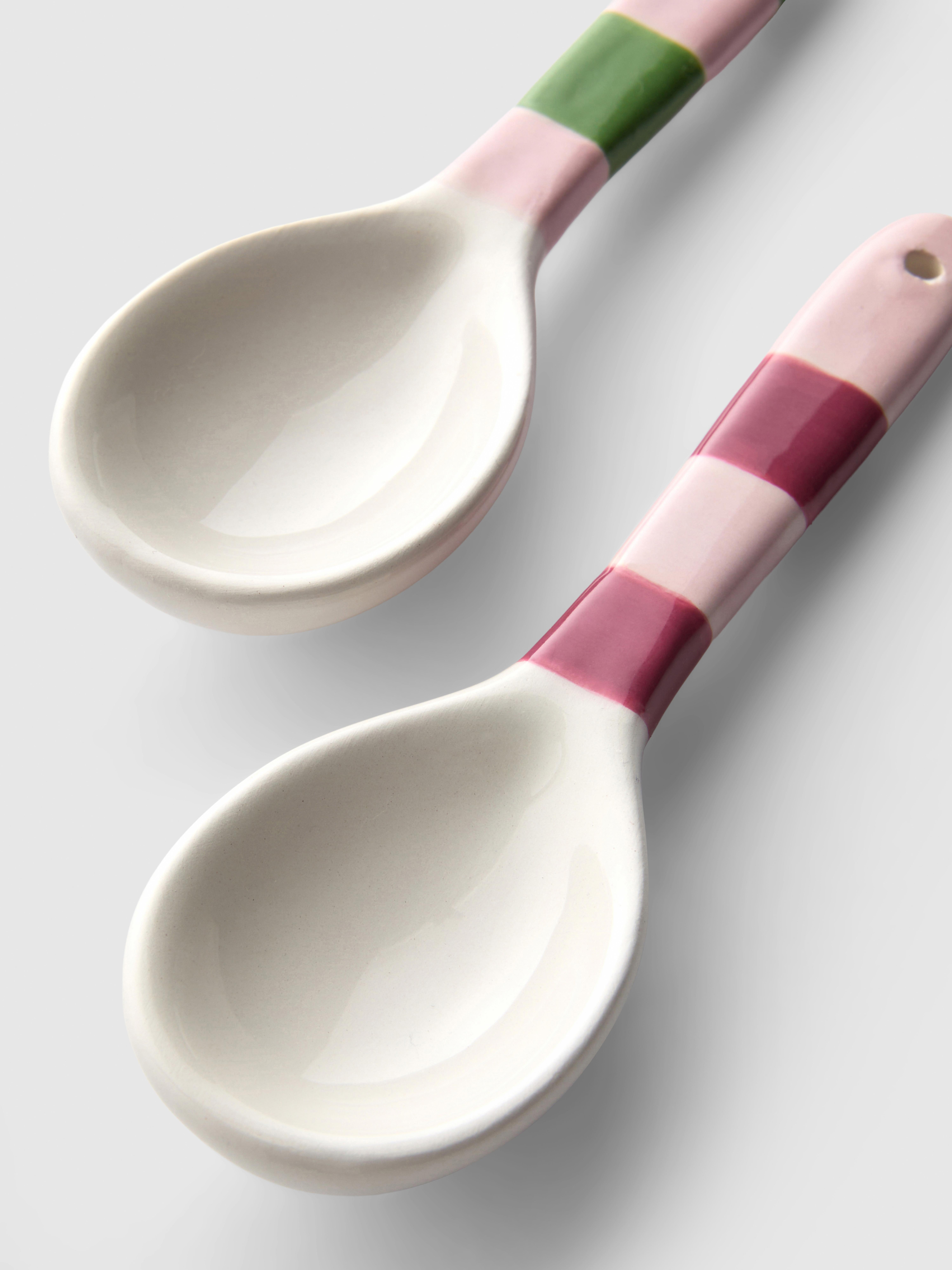 2pk Striped Ceramic Serving Spoons