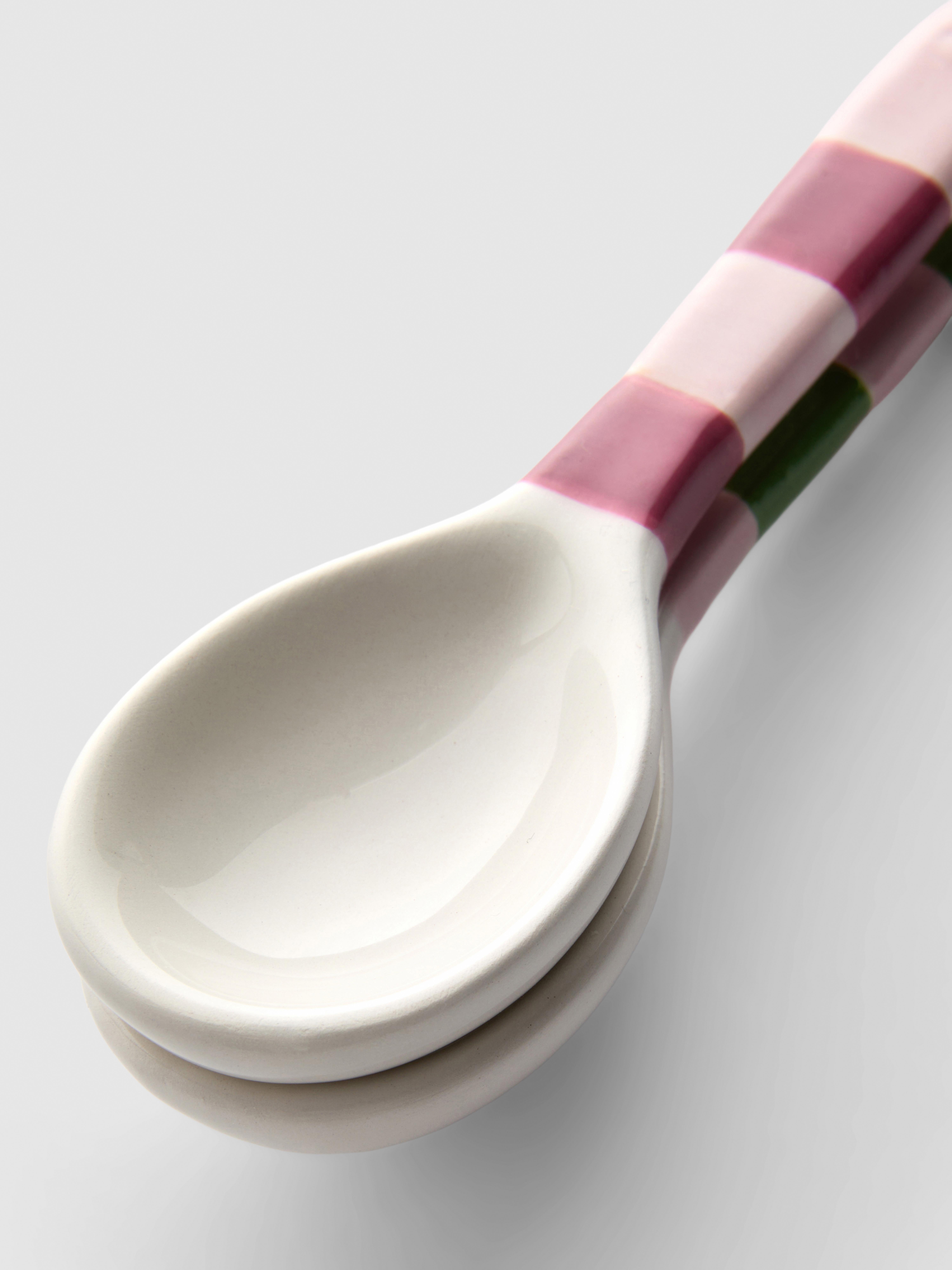 2pk Striped Ceramic Serving Spoons
