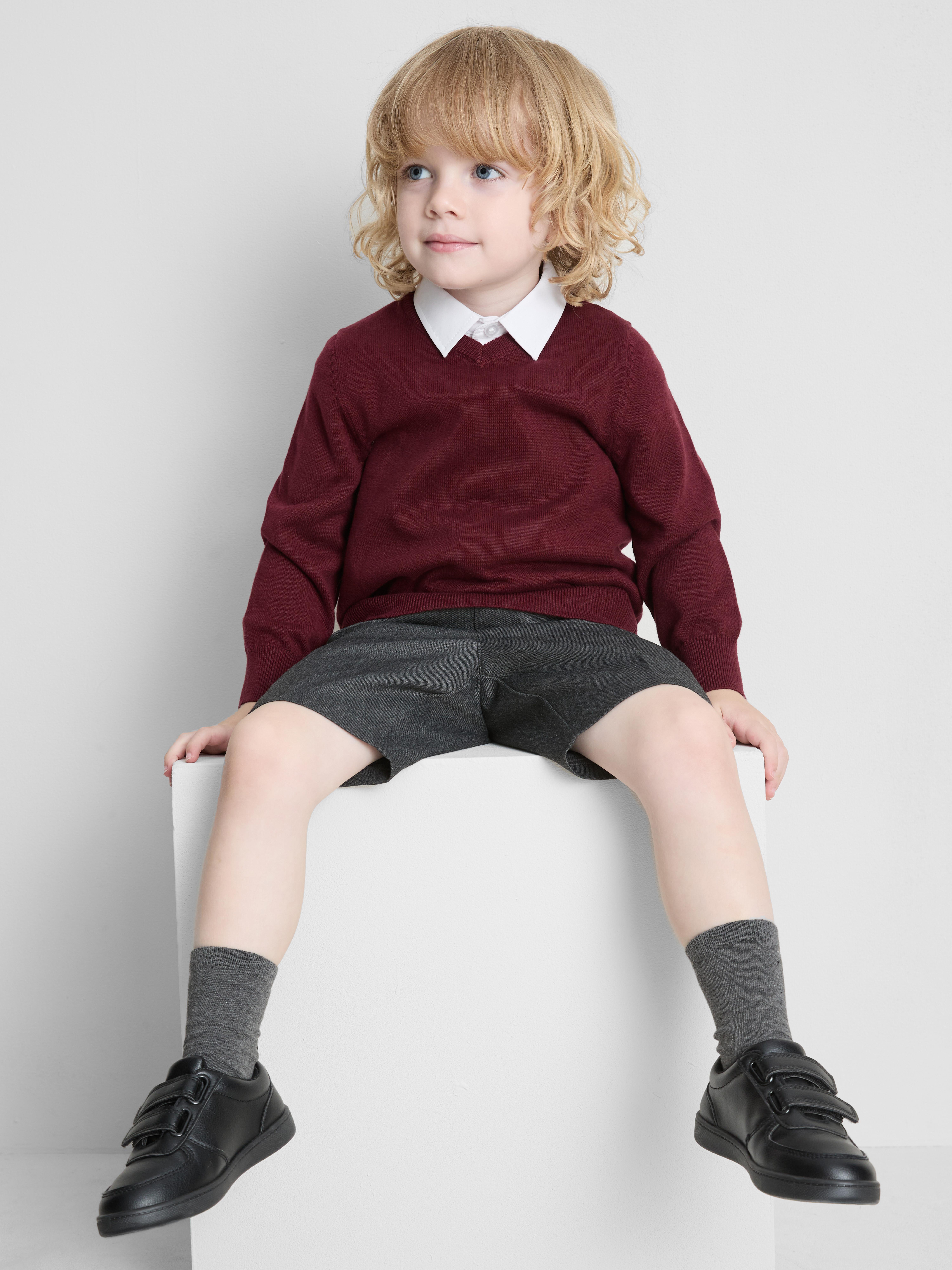 3-7yrs | 2pk Cotton Rich V-Neck School Jumpers