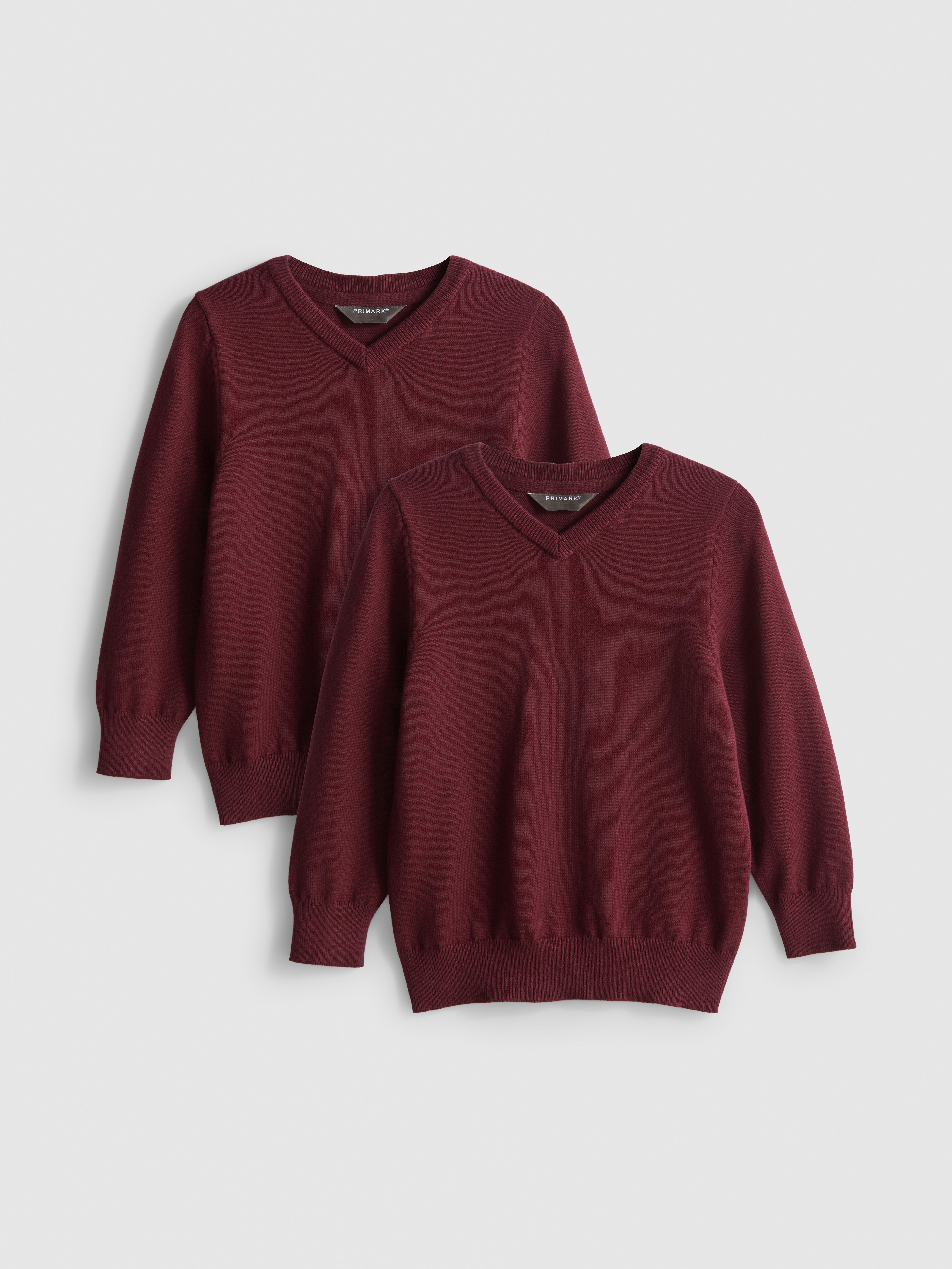3-7yrs | 2pk Cotton Rich V-Neck School Jumpers