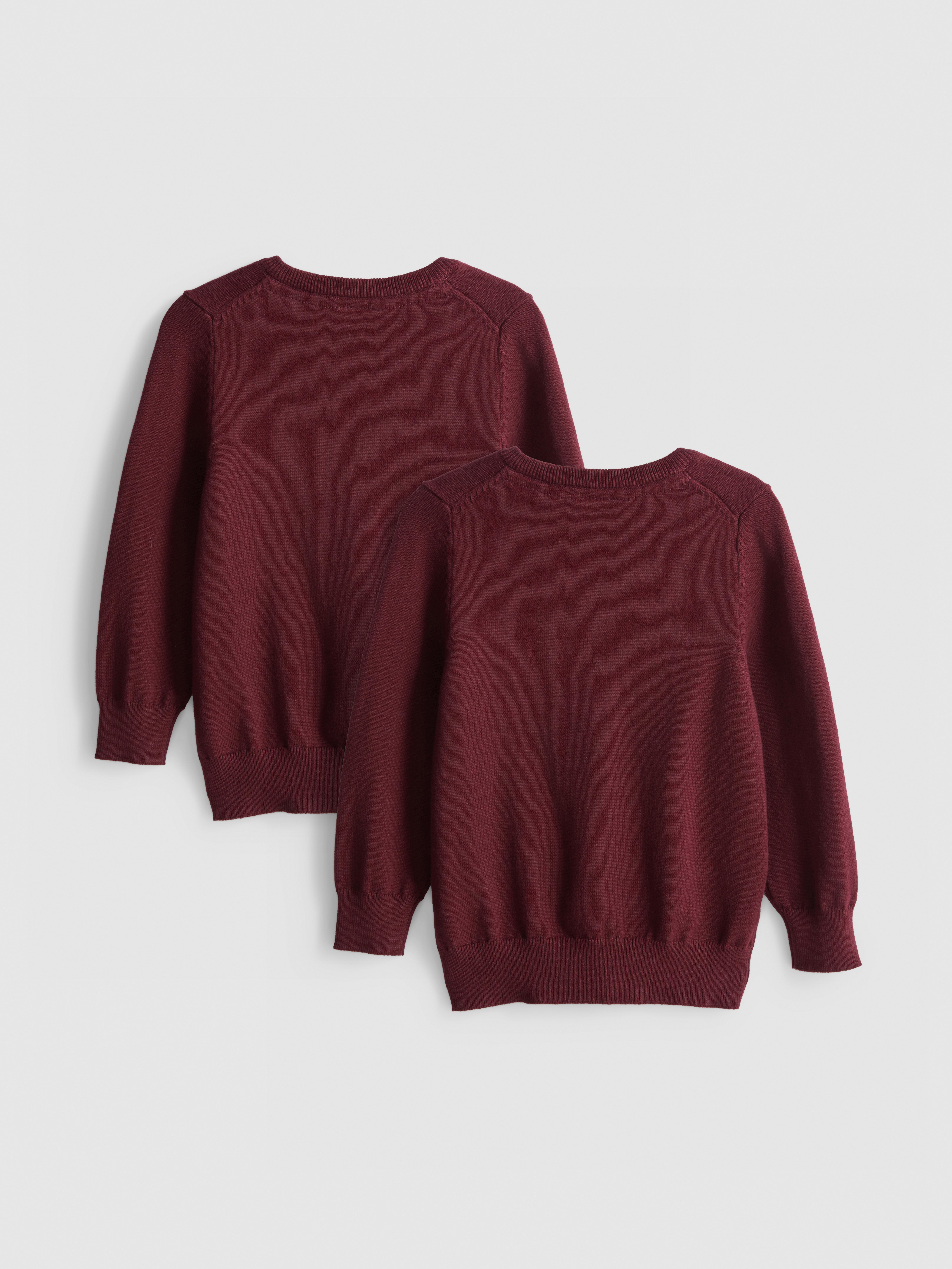 3-7yrs | 2pk Cotton Rich V-Neck School Jumpers