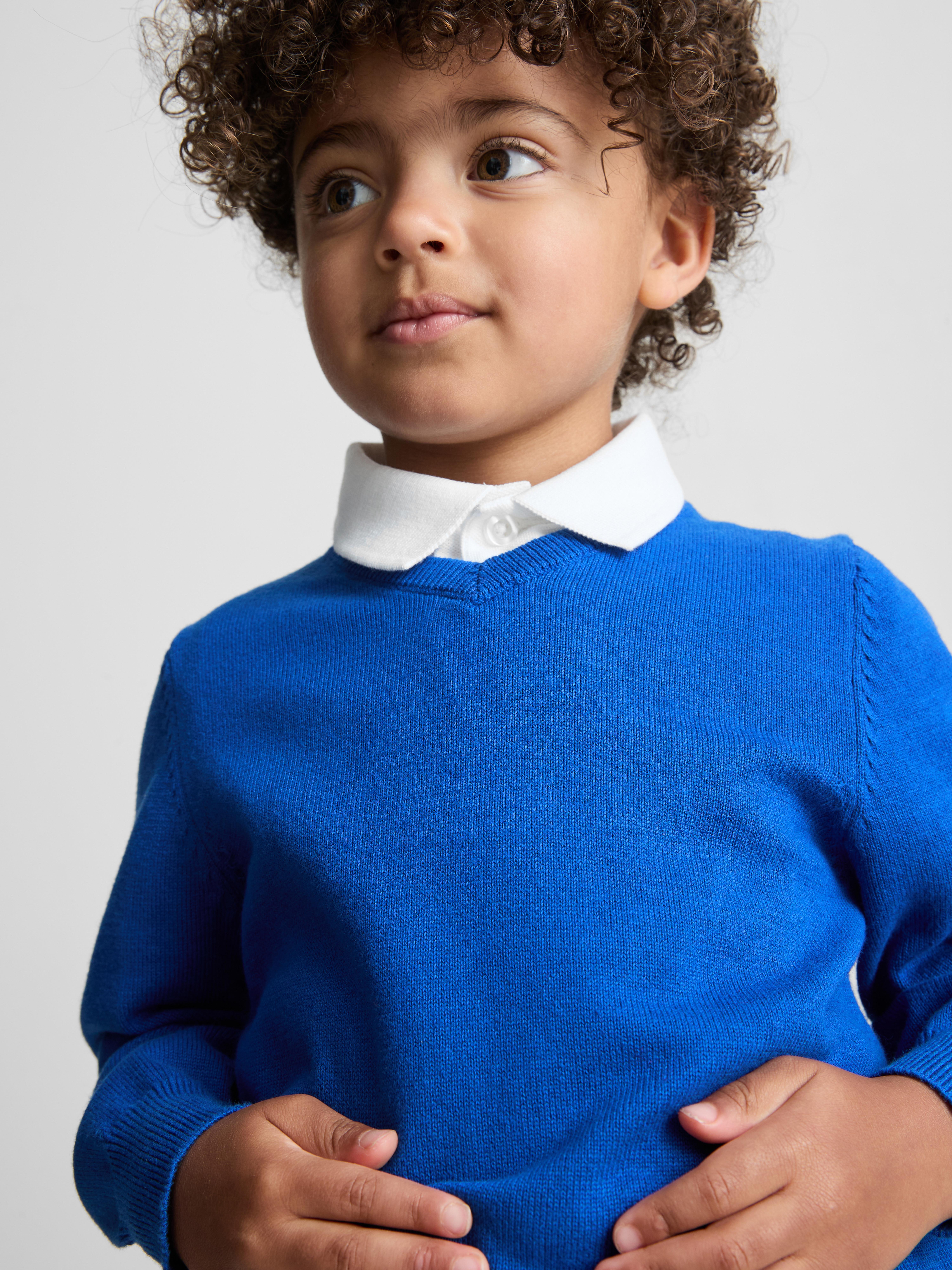 3-7yrs | 2pk Cotton Rich V-Neck School Jumpers Blue