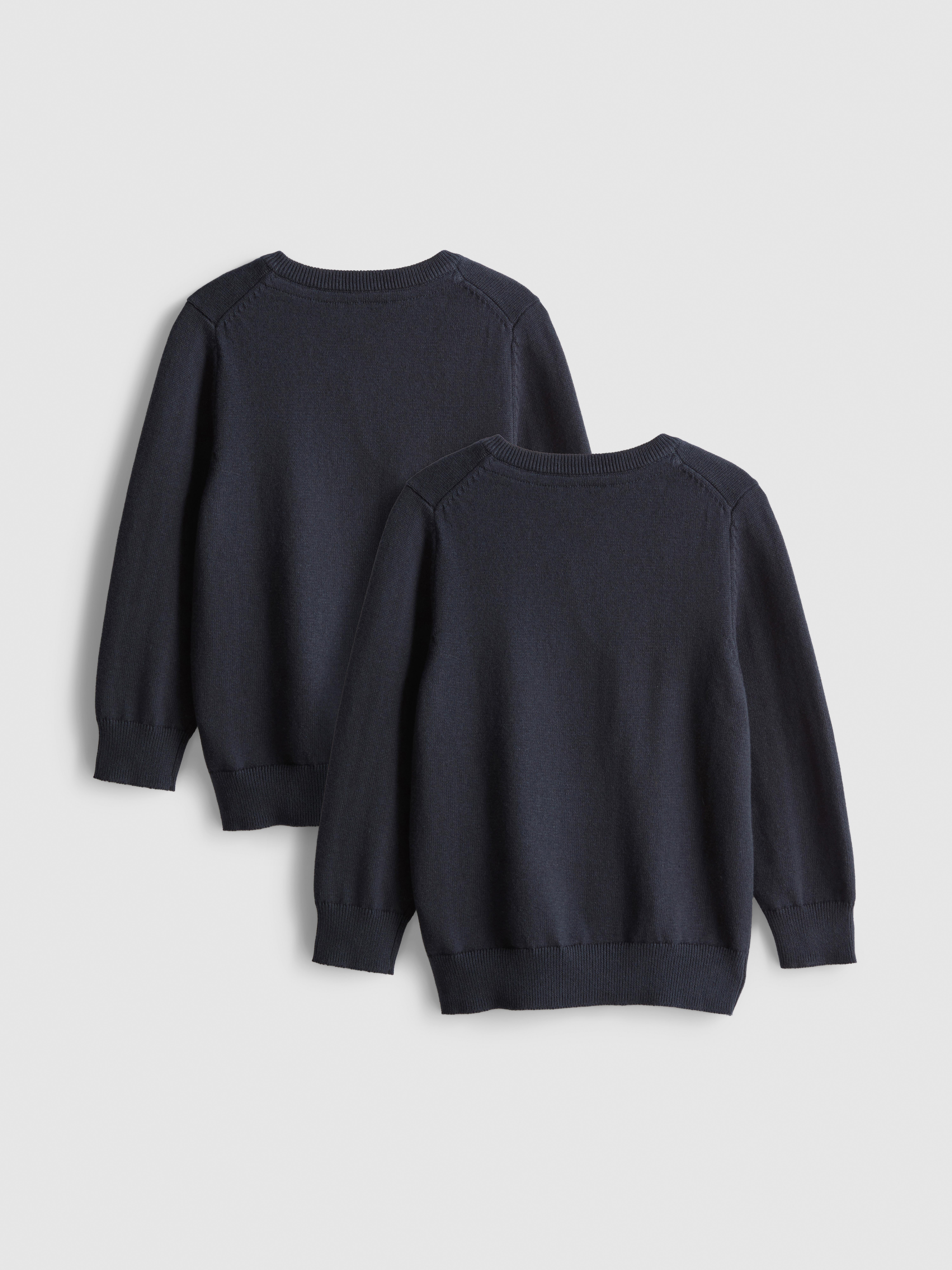 3-7yrs | 2pk Unisex Cotton Rich V-Neck School Jumpers