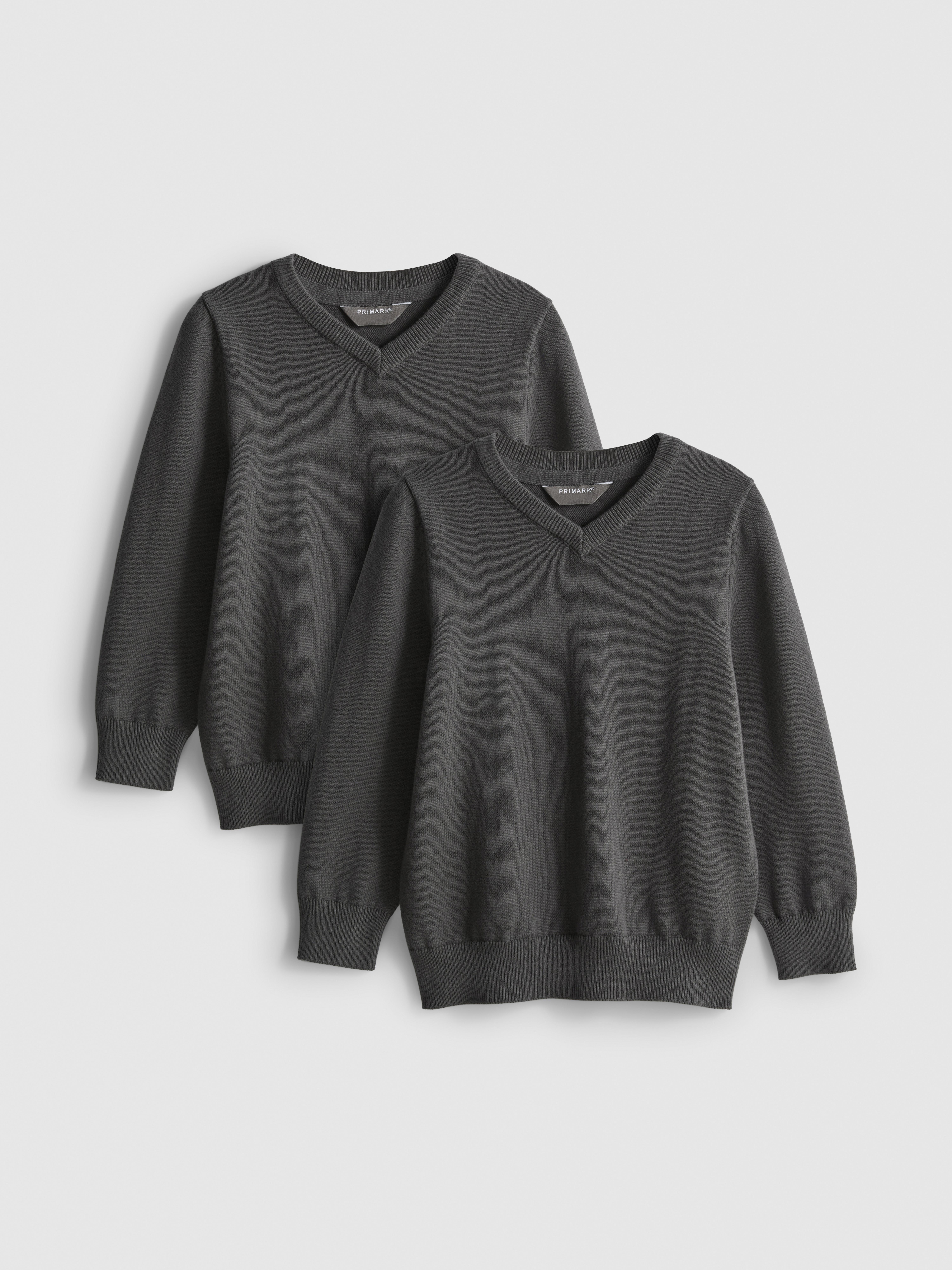 3-7yrs | 2pk Cotton Rich V-Neck School Jumpers