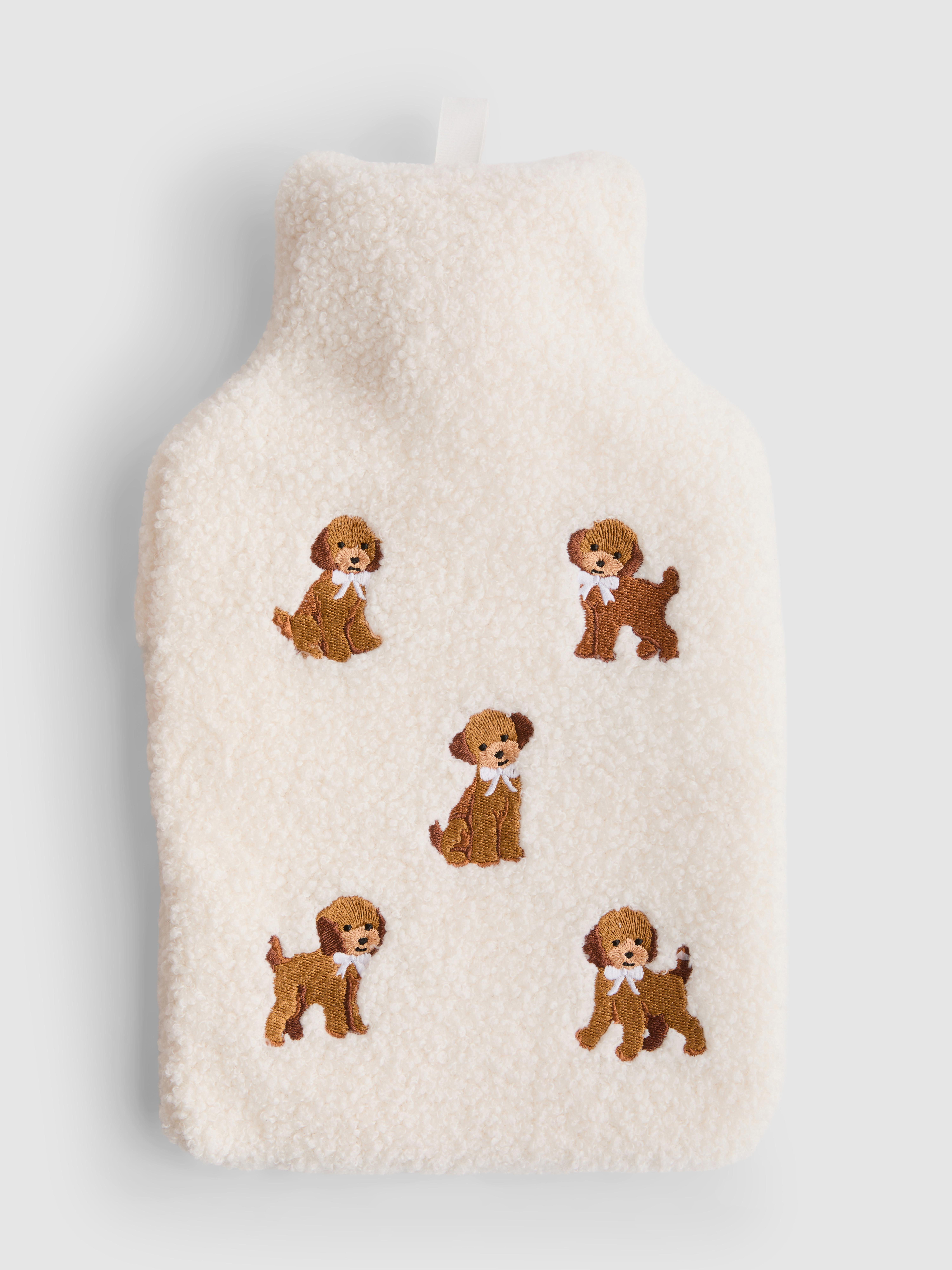 Embroidered Dog Hot Water Bottle