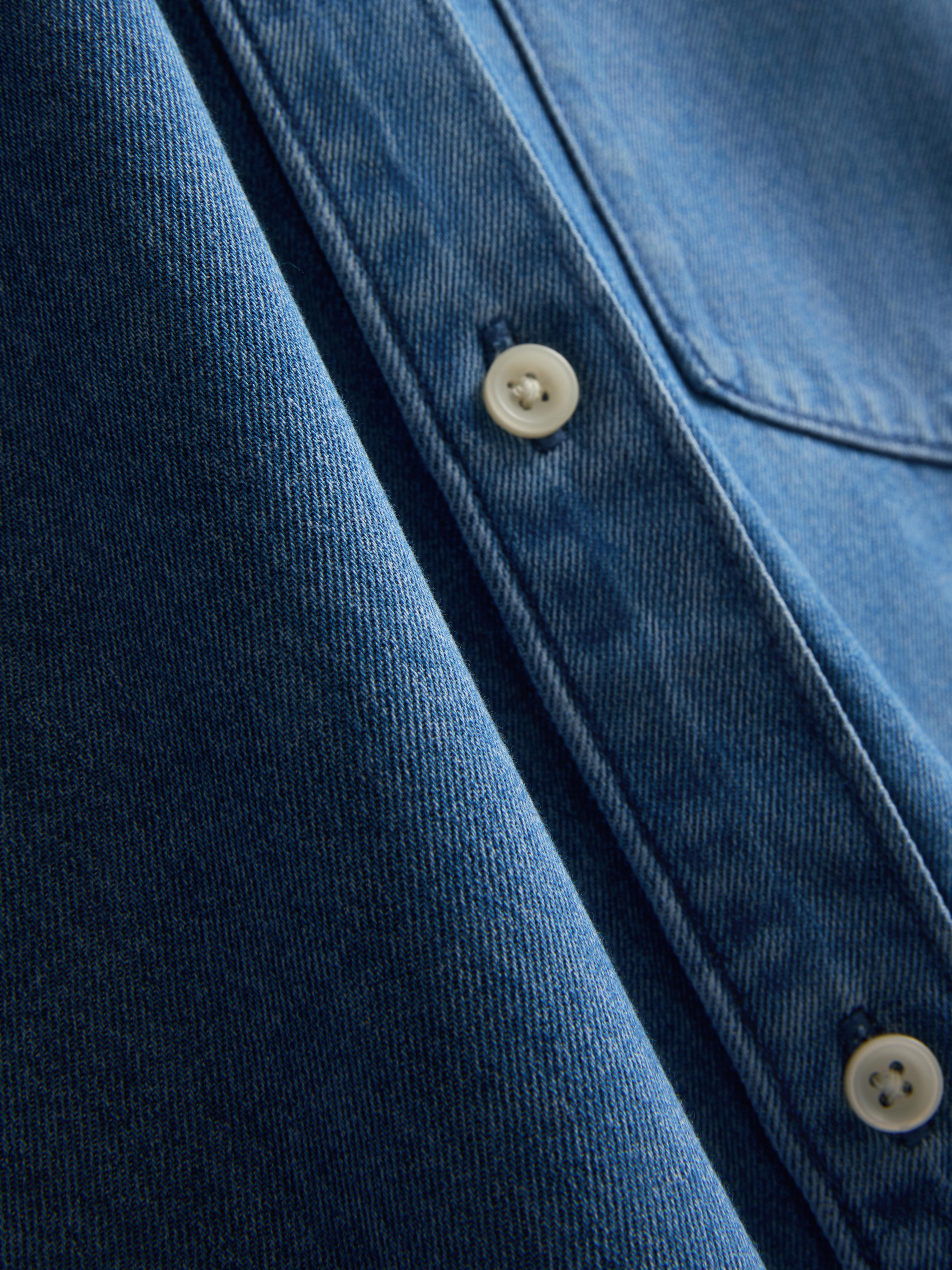 Long-Sleeve Button-Up Denim Shirt