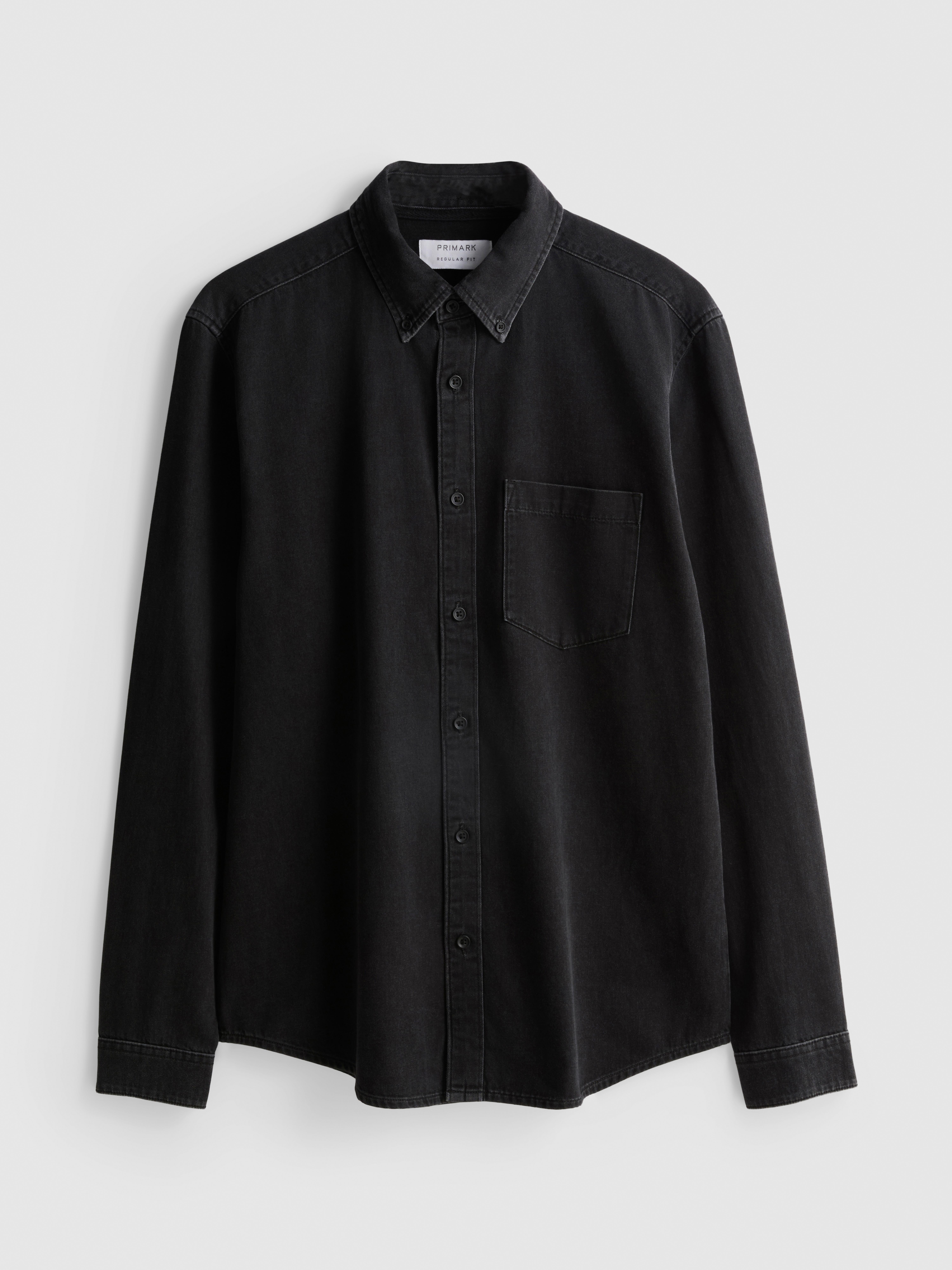 Long-Sleeve Button-Up Denim Shirt