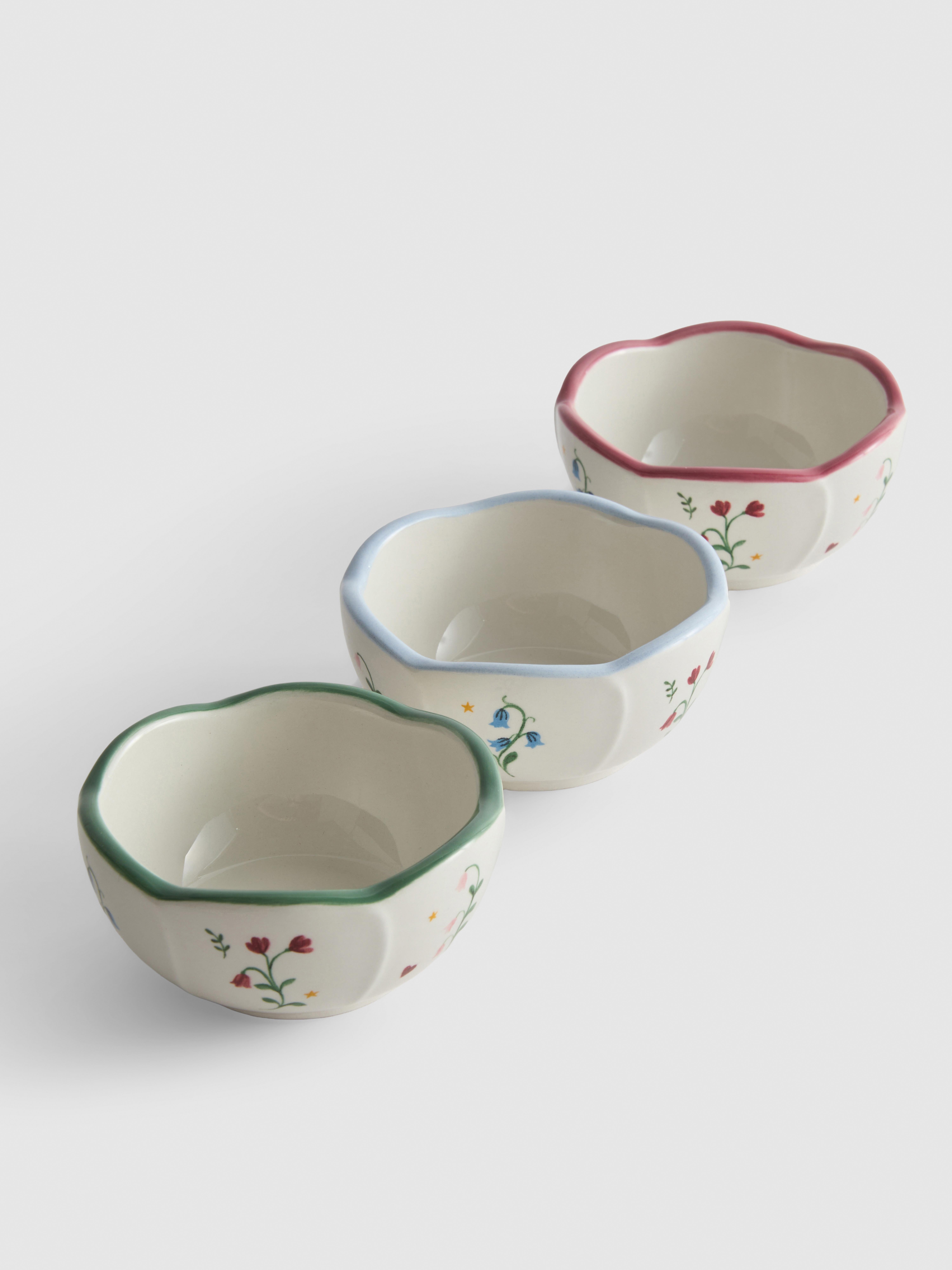 Kleine gebloemde schaaltjes, set van 3