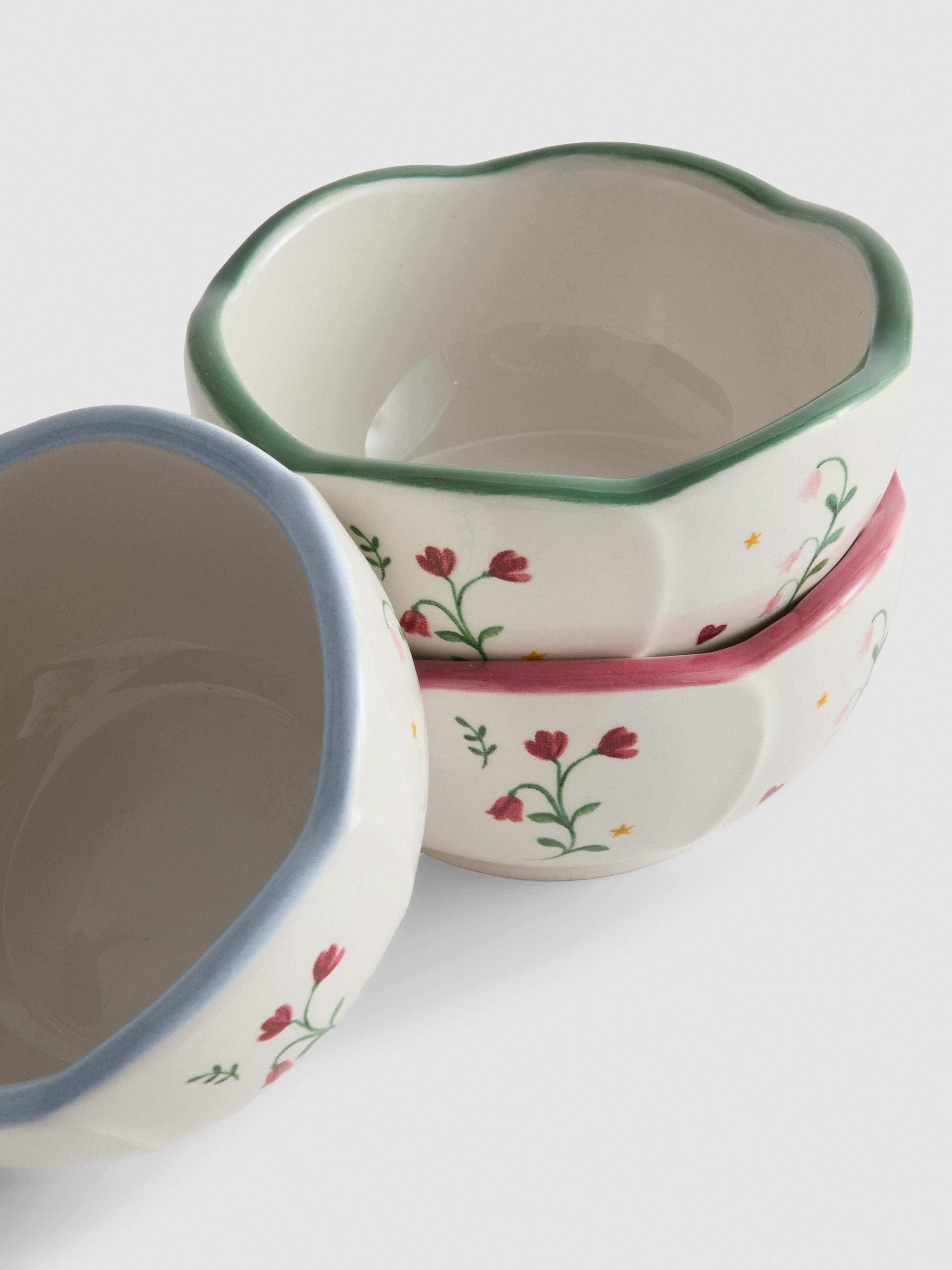Kleine gebloemde schaaltjes, set van 3