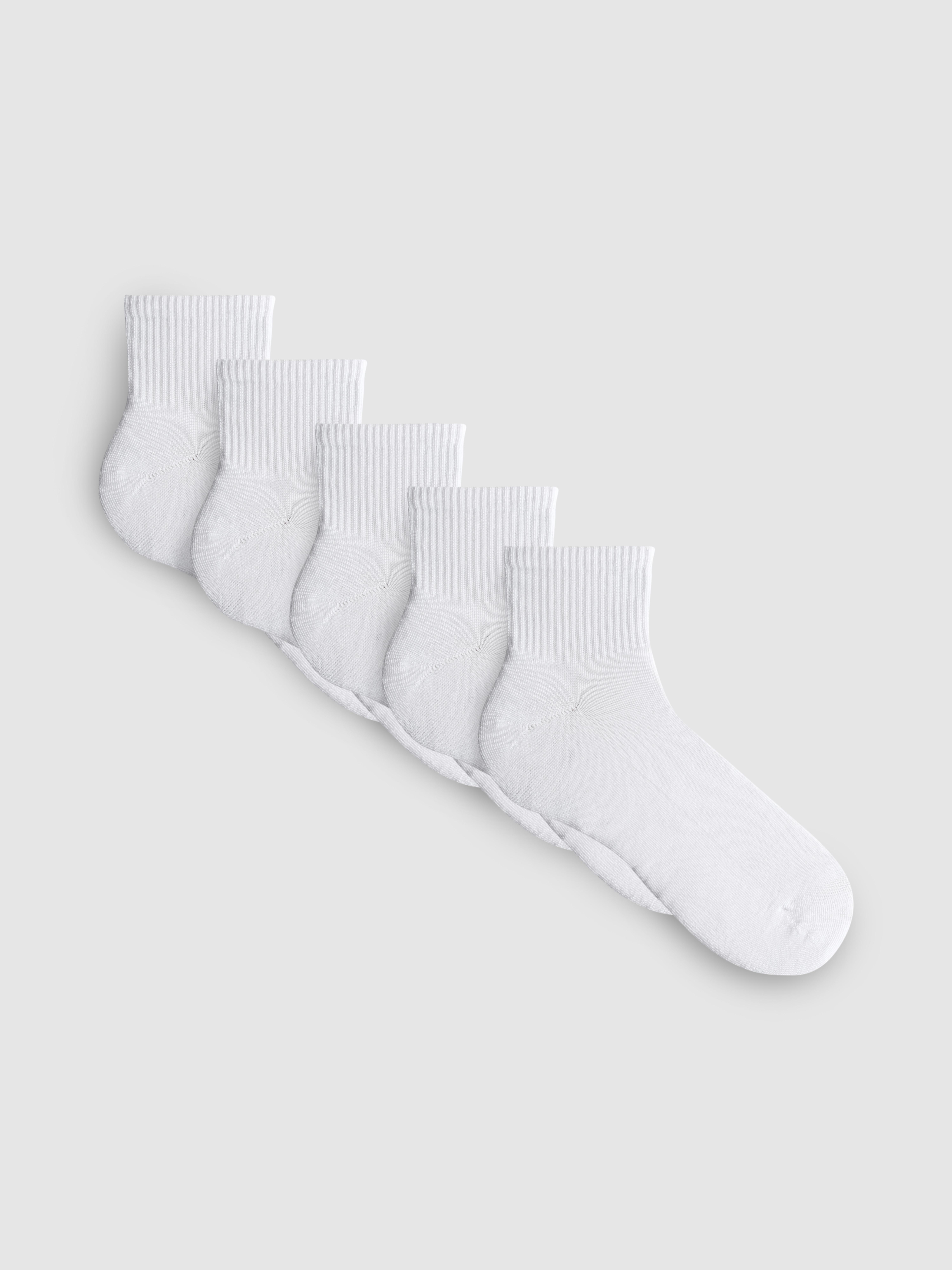 5pk Ribbed Crew Socks White