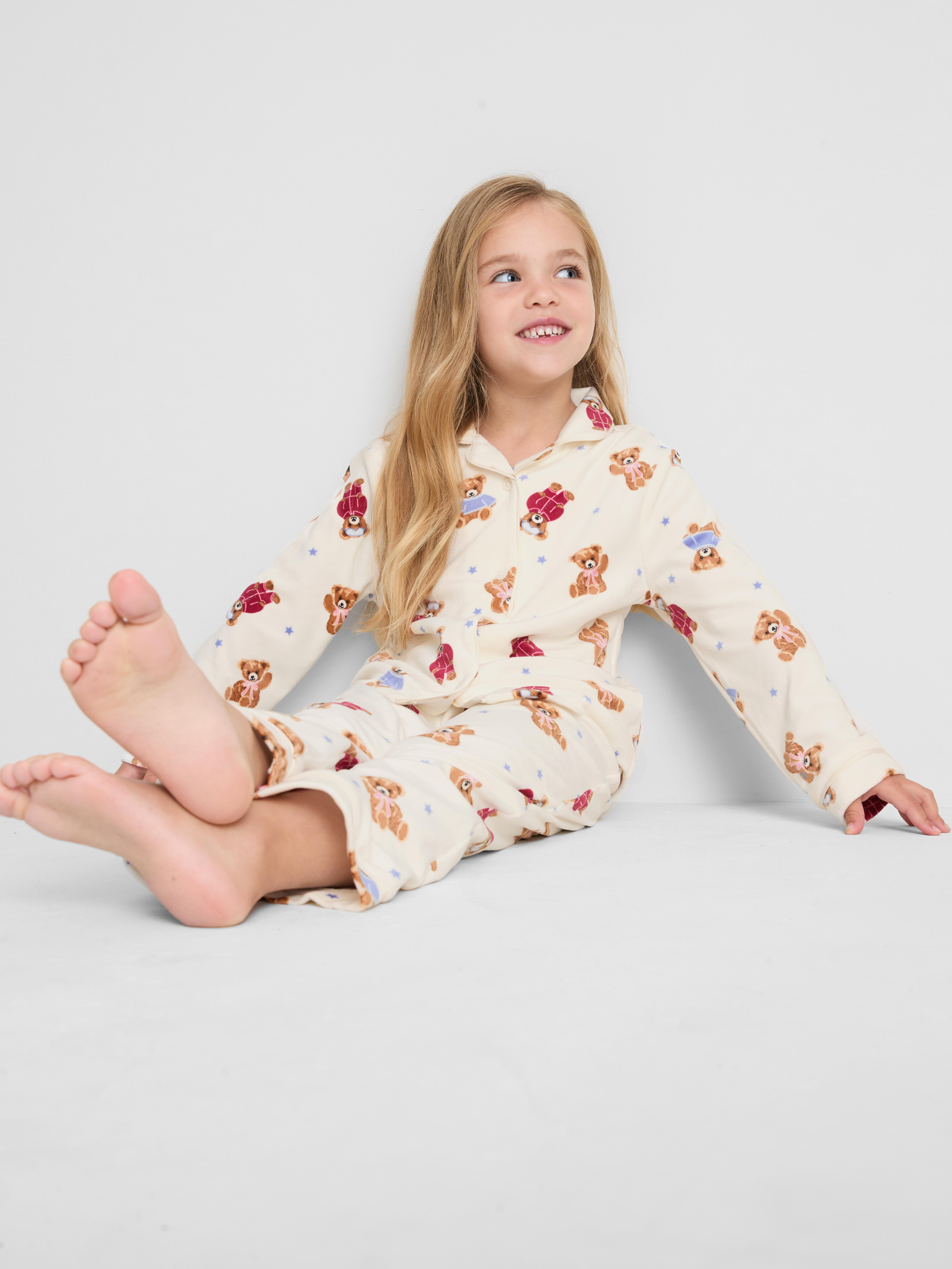 1-9 anos | Pijama camisa confortável ursinho peluche