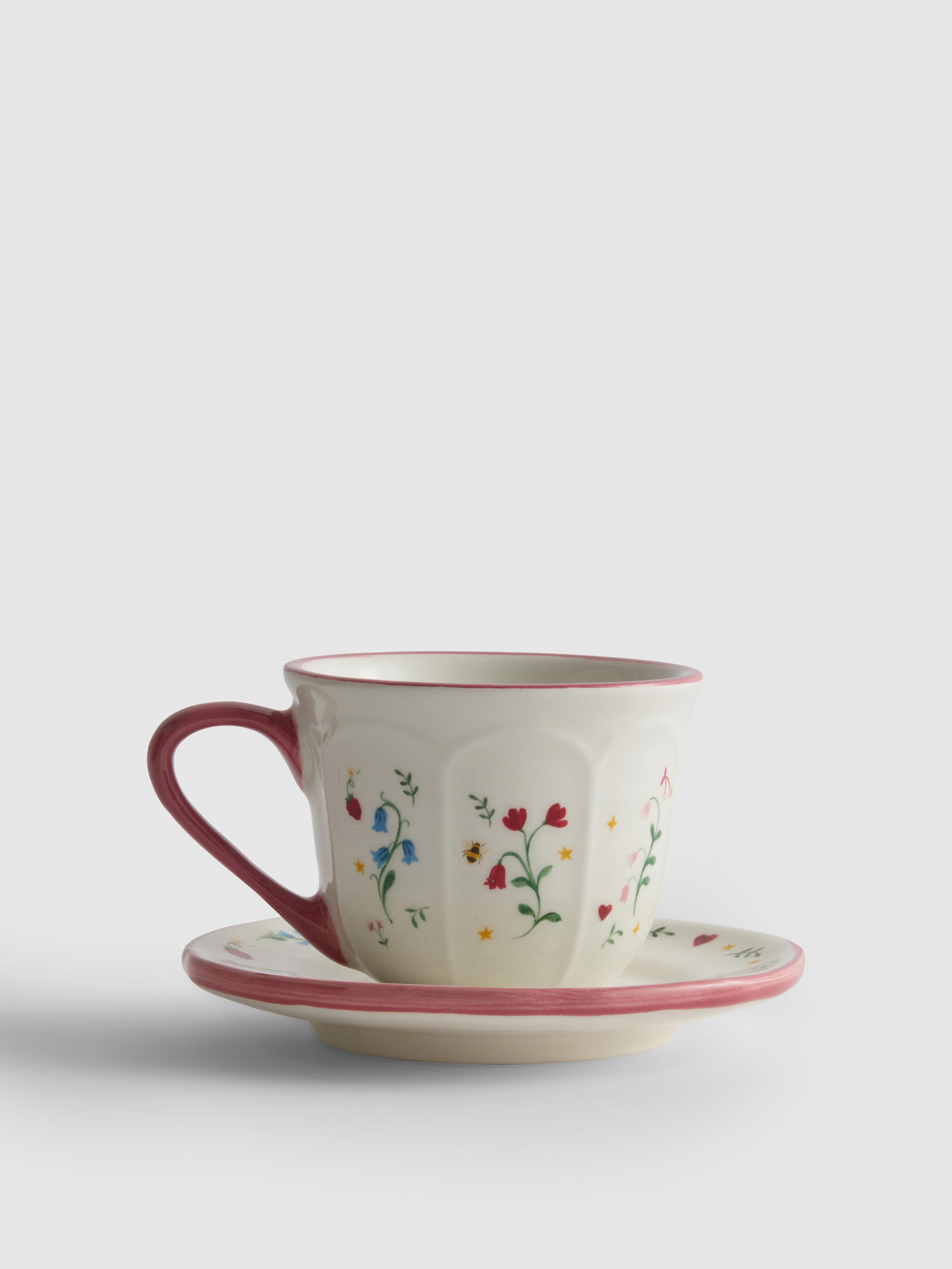Set tazza e piattino floreale